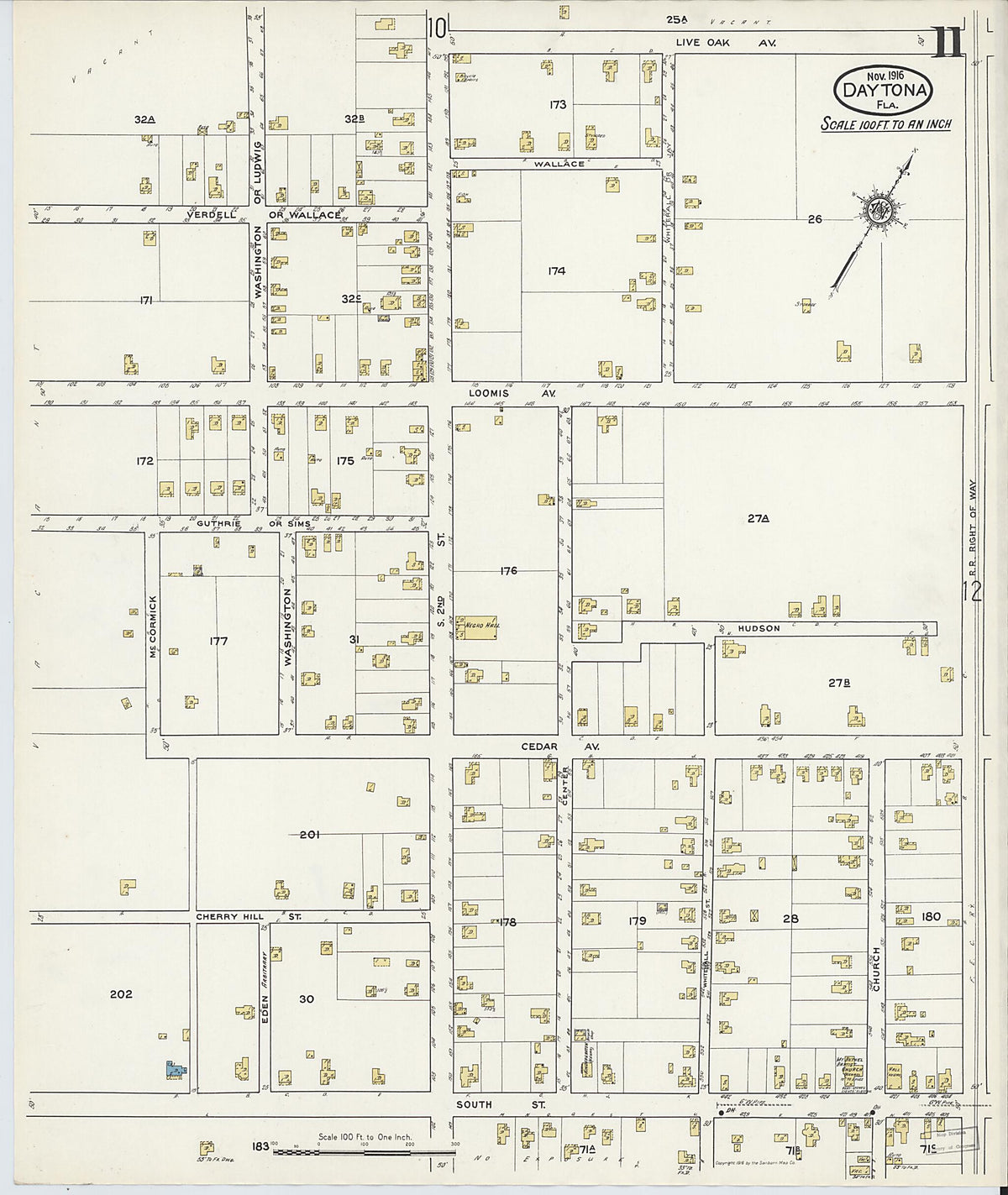 Daytona, Volusia County, Florida 1916 (Sheet 11) by Relic Map Company