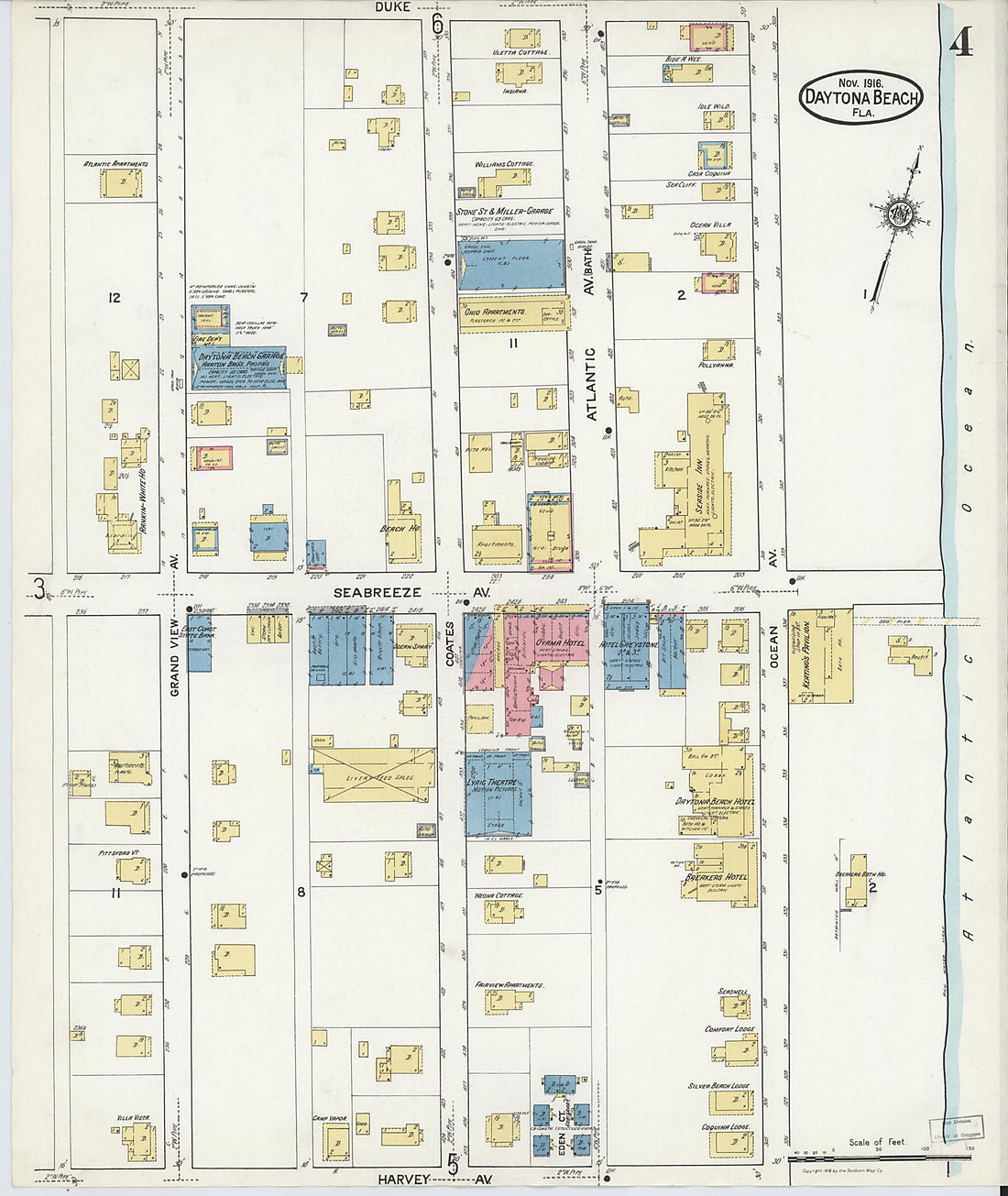 This old map of Seabreeze, Volusia County, Florida was created by Sanborn Map Company in 1916