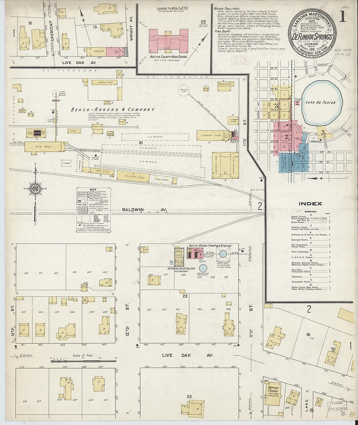 De Funiak Springs, Walton County, Florida 1912 (Sheet 1 of 3) by Relic Map Company