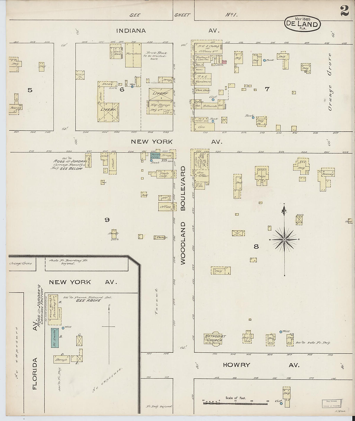 De Land, Volusia County, Florida 1885 (Sheet 2 of 2) by Relic Map Company