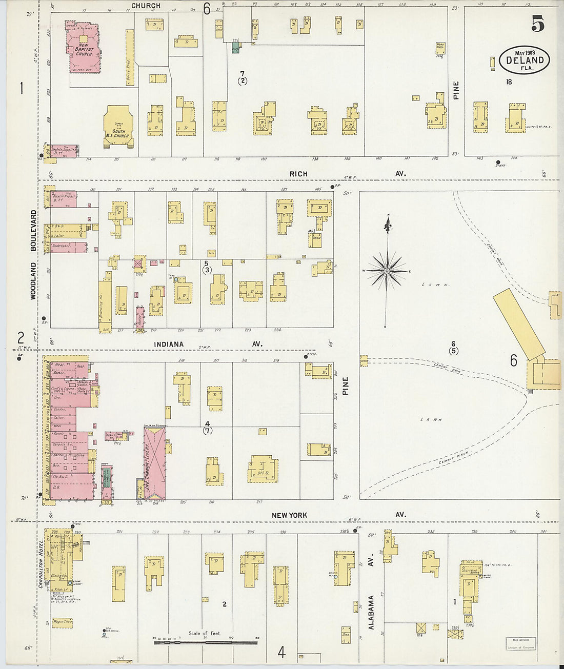 This old map of De Land, Volusia County, Florida was created by Sanborn Map Company in 1903