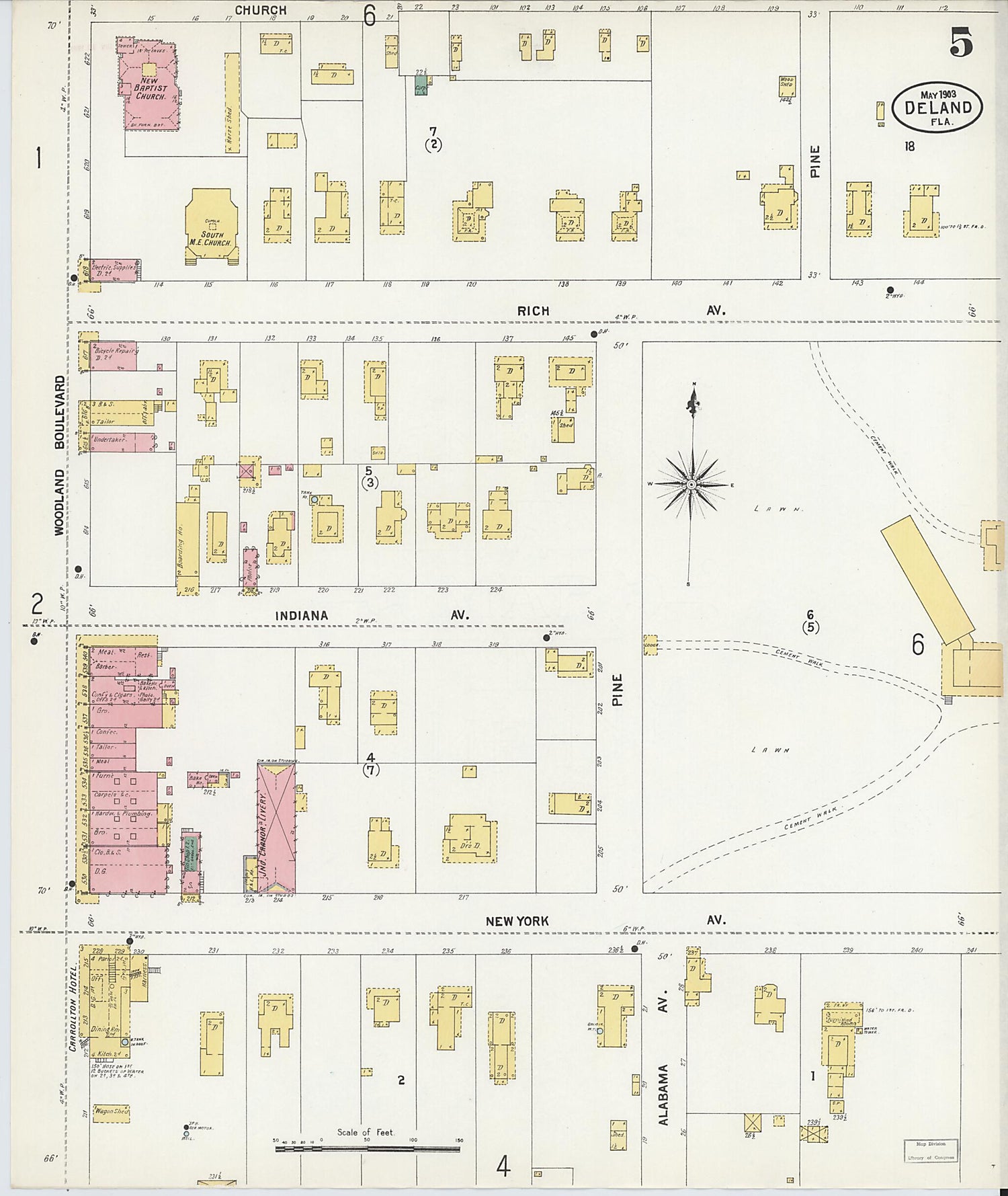 This old map of De Land, Volusia County, Florida was created by Sanborn Map Company in 1903