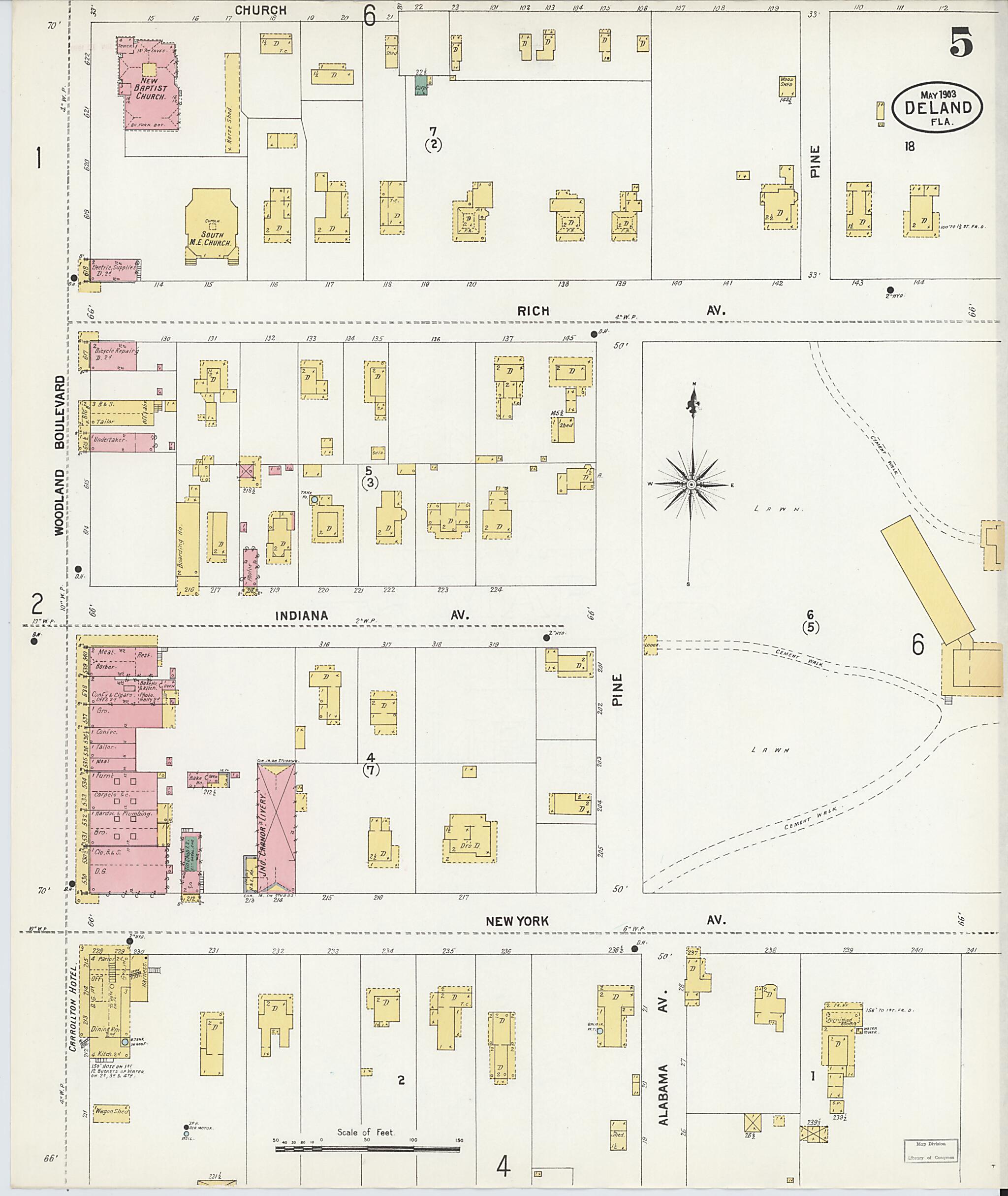 This old map of De Land, Volusia County, Florida was created by Sanborn Map Company in 1903