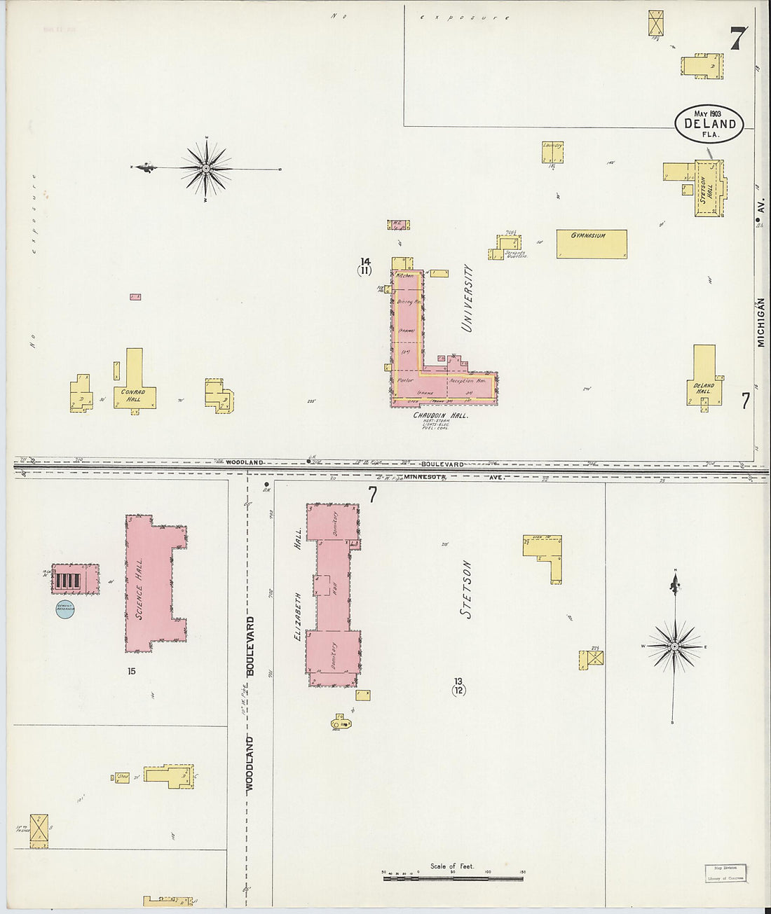 This old map of De Land, Volusia County, Florida was created by Sanborn Map Company in 1903