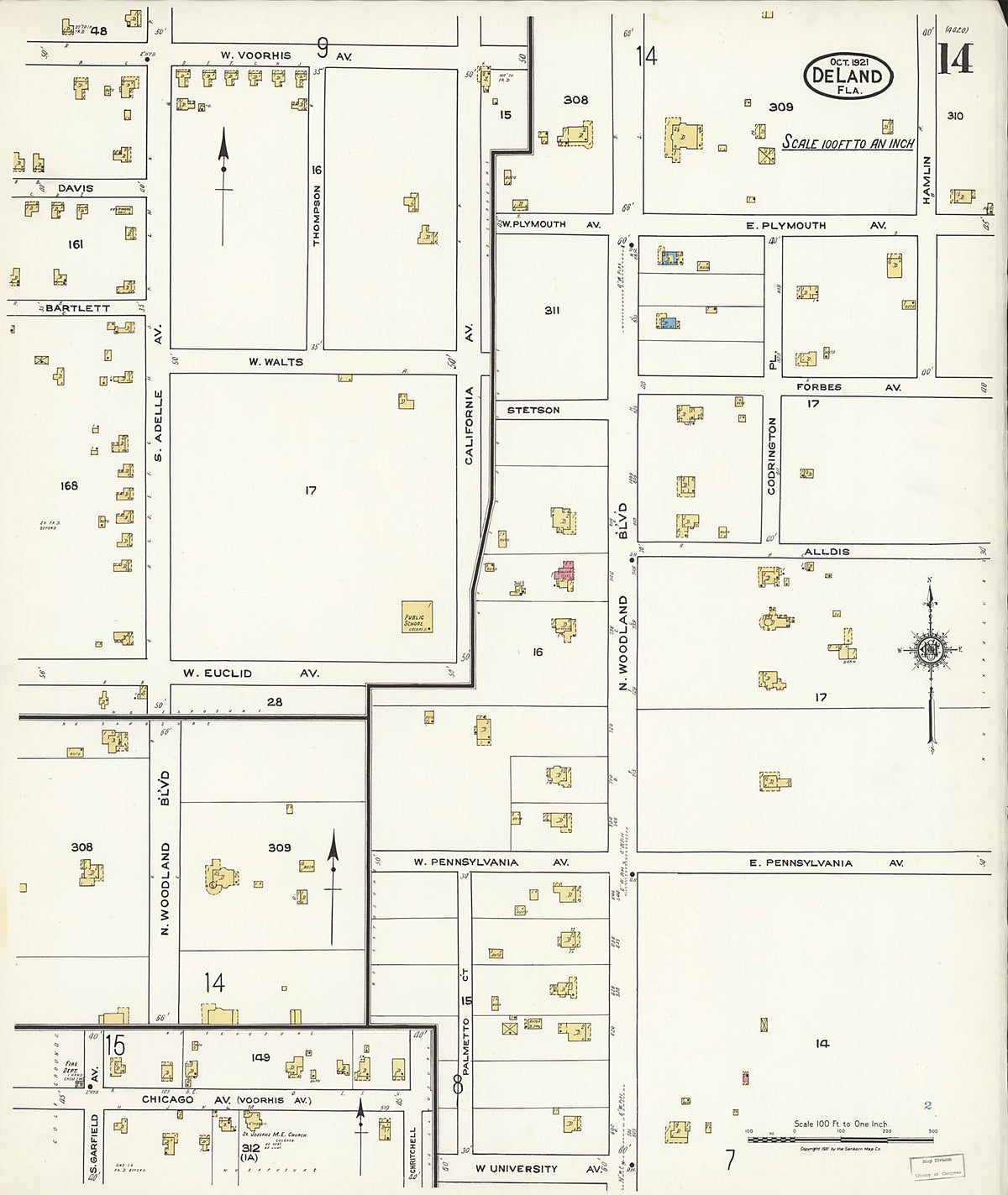 De Land, Volusia County, Florida 1921 (Sheet 14 of 15) by Relic Map Company