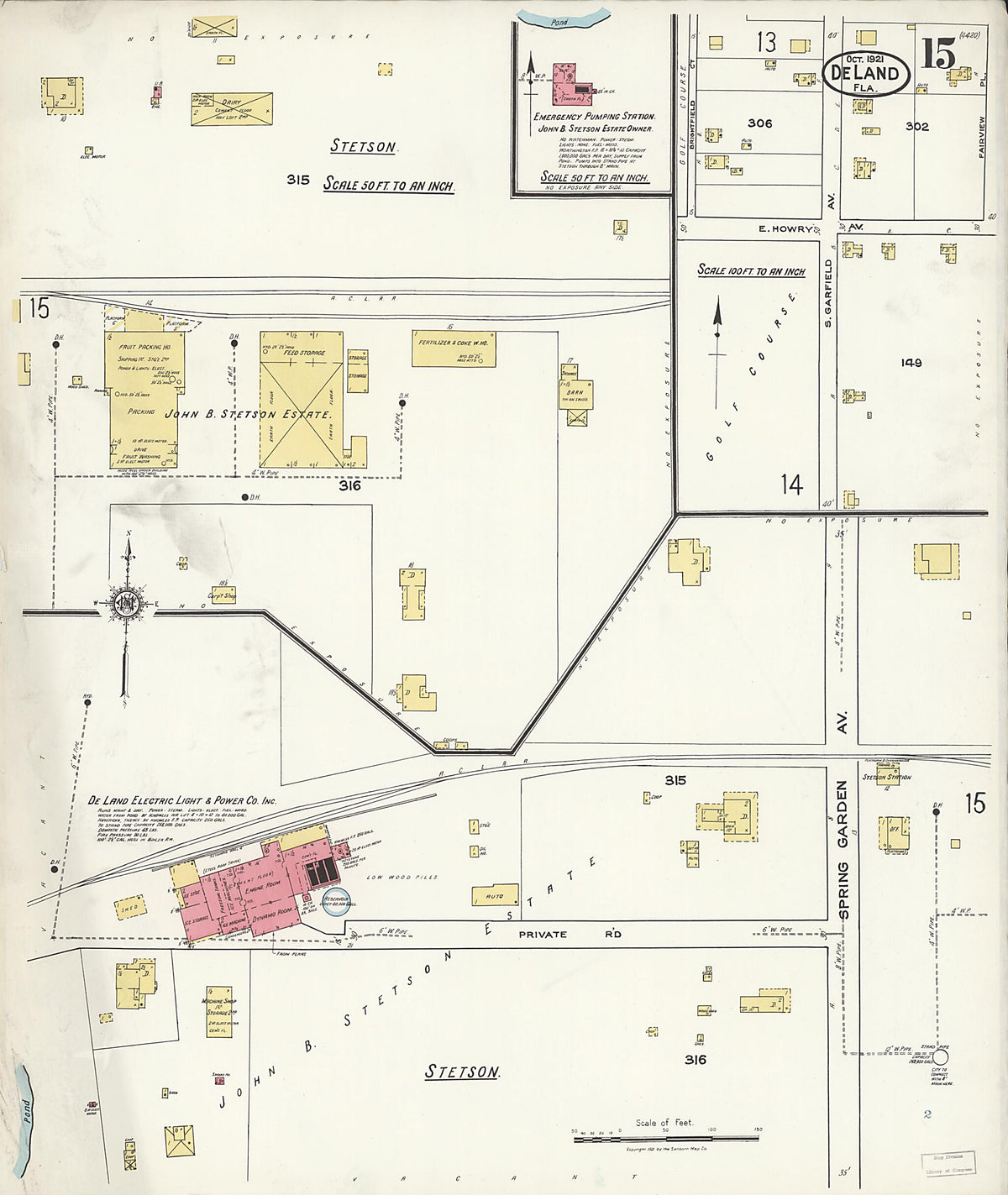 De Land, Volusia County, Florida 1921 (Sheet 15 of 15) by Relic Map Company