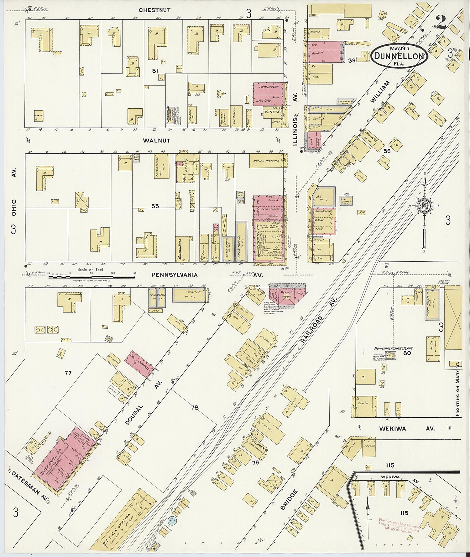 This old map of Dunnellon, Marion County, Florida was created by Sanborn Map Company in 1917