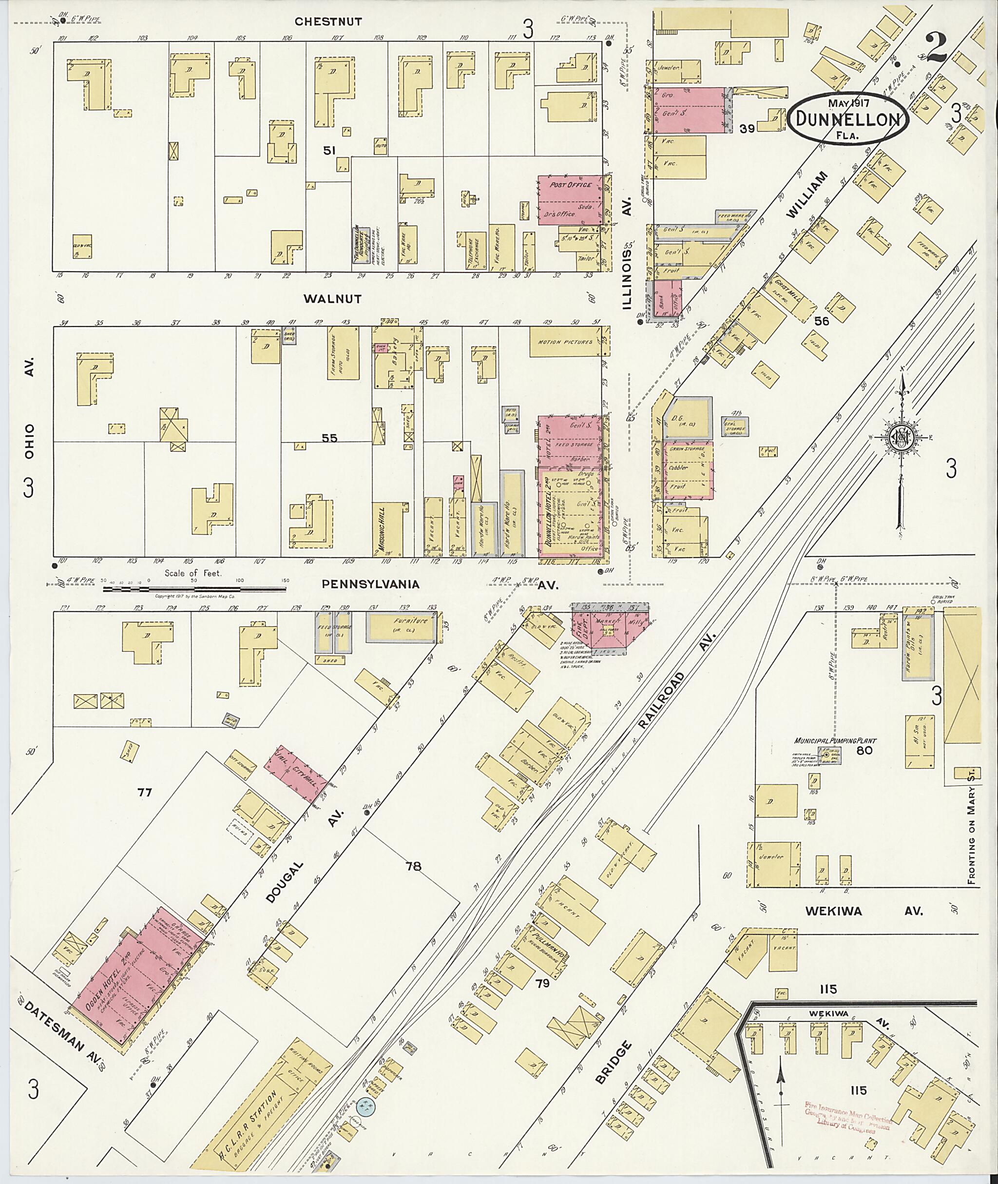 This old map of Dunnellon, Marion County, Florida was created by Sanborn Map Company in 1917