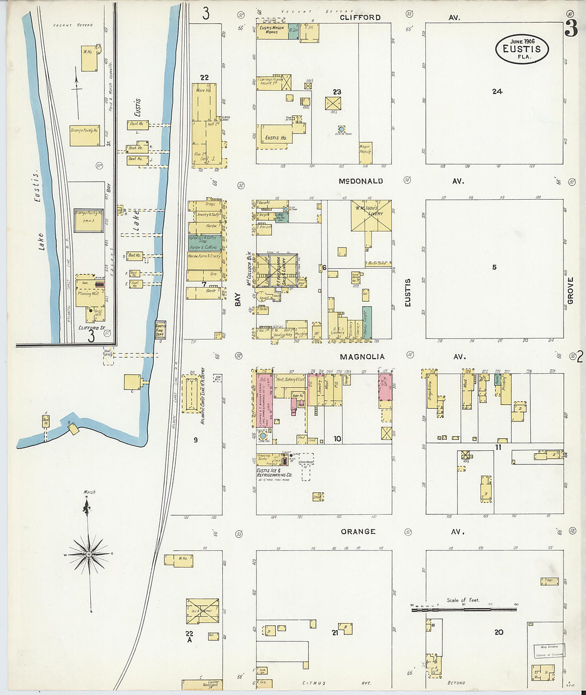 Eustis, Lake County, Florida 1906 (Sheet 3 of 5) by Relic Map Company