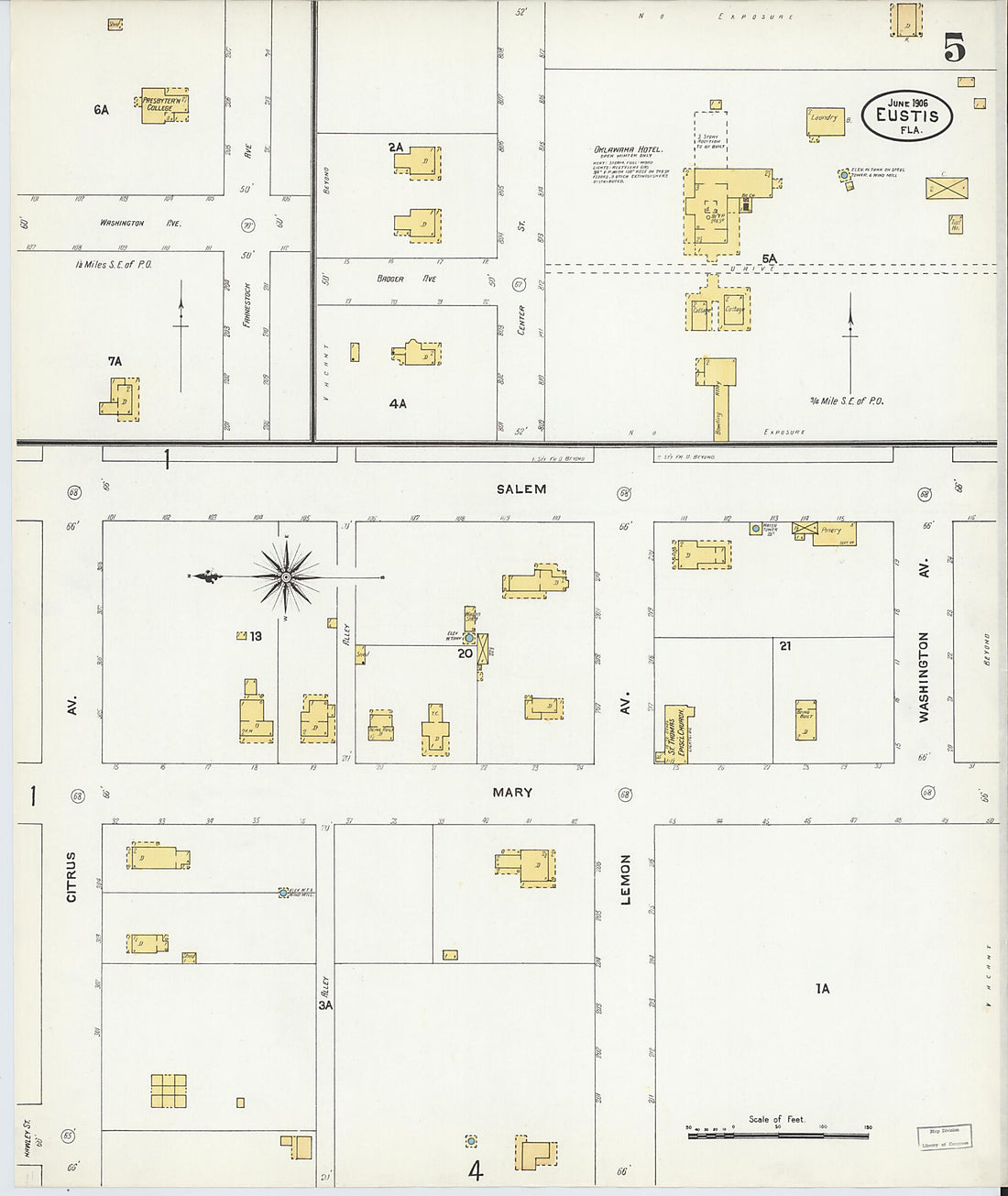 This old map of Eustis, Lake County, Florida was created by Sanborn Map Company in 1906