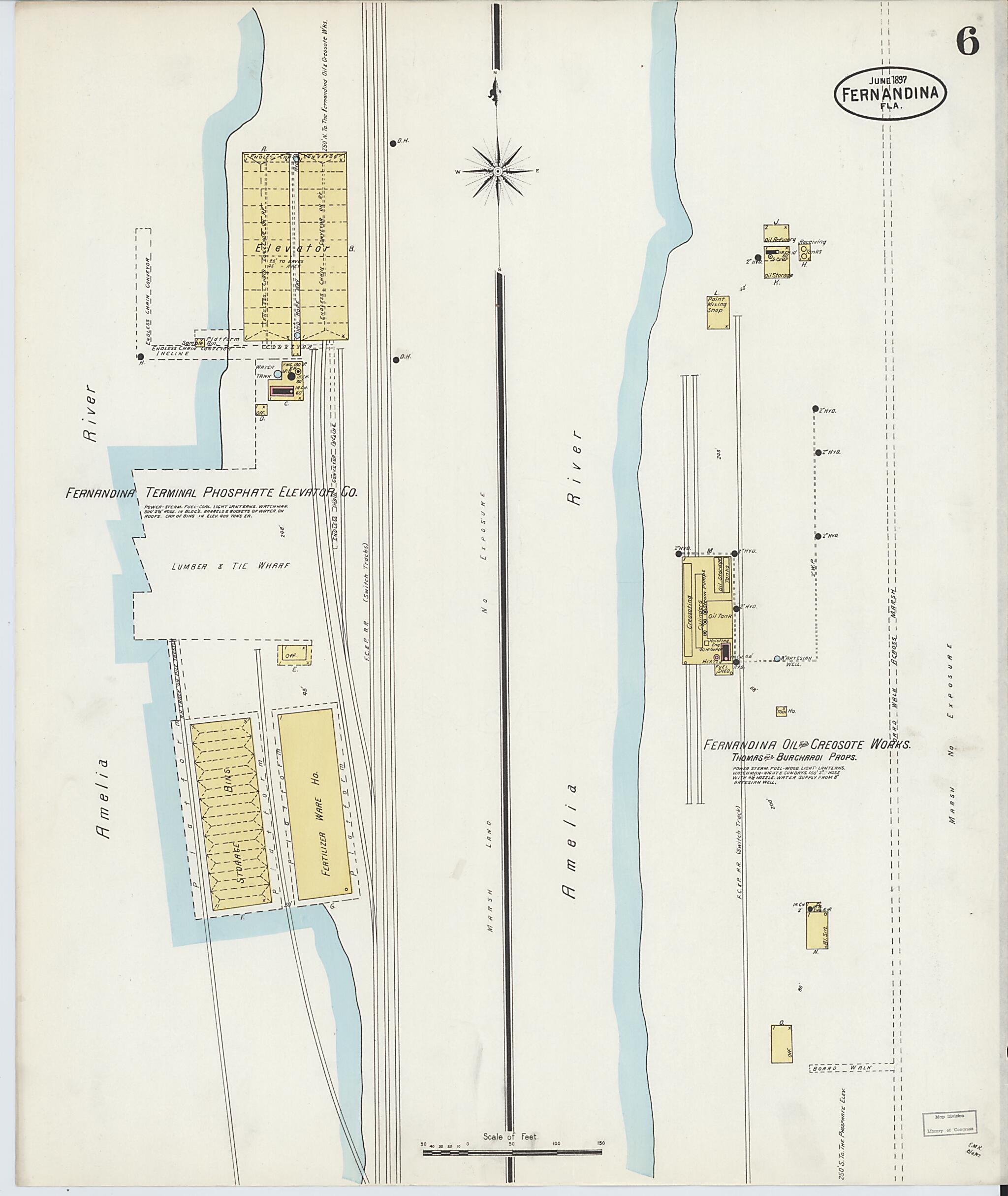 This old map of Fernandina, Nassau County, Florida was created by Sanborn Map Company in 1897