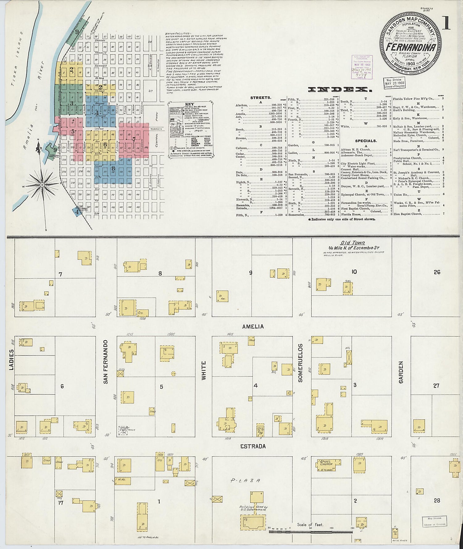This old map of Fernandina, Nassau County, Florida was created by Sanborn Map Company in 1903