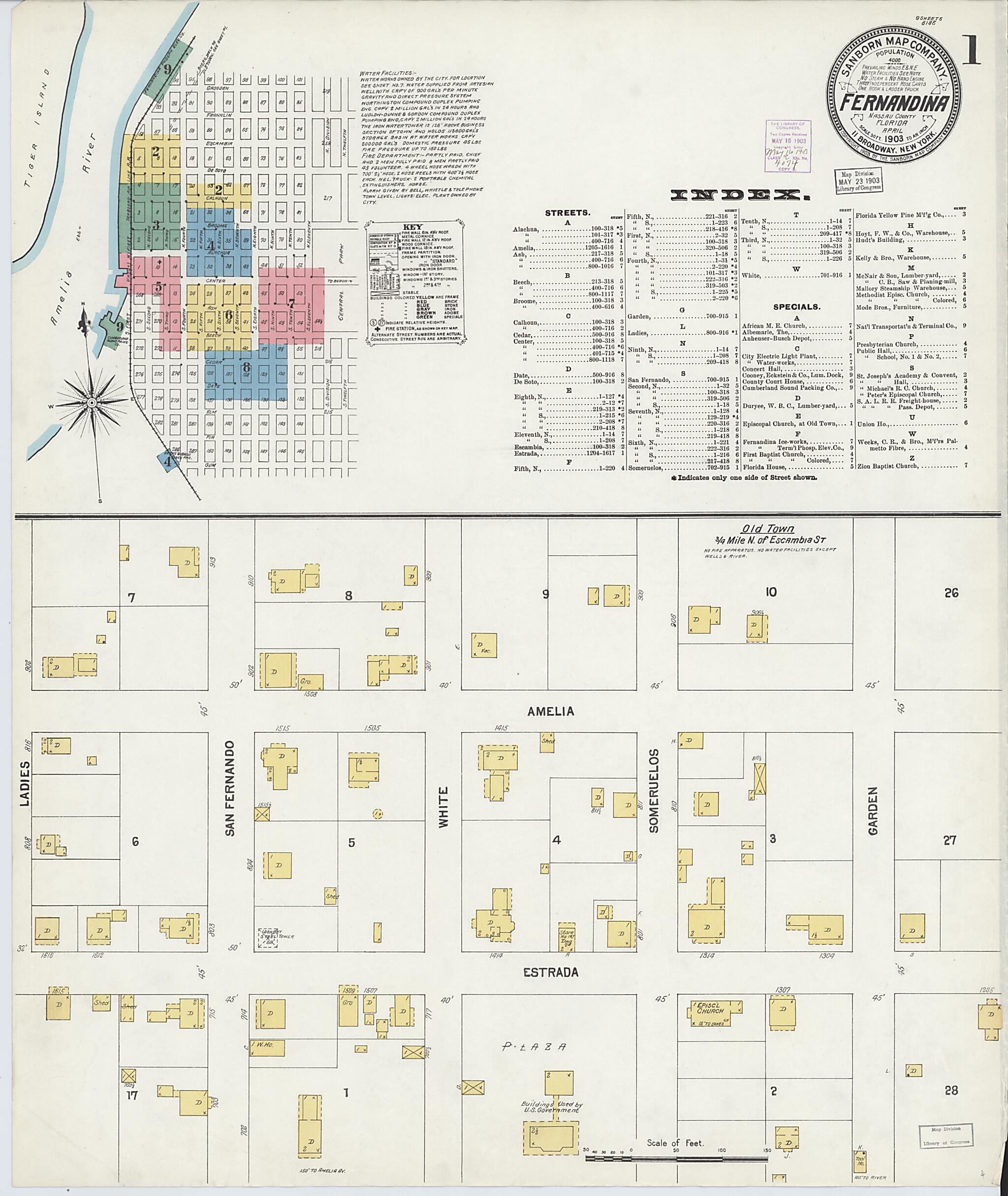 This old map of Fernandina, Nassau County, Florida was created by Sanborn Map Company in 1903