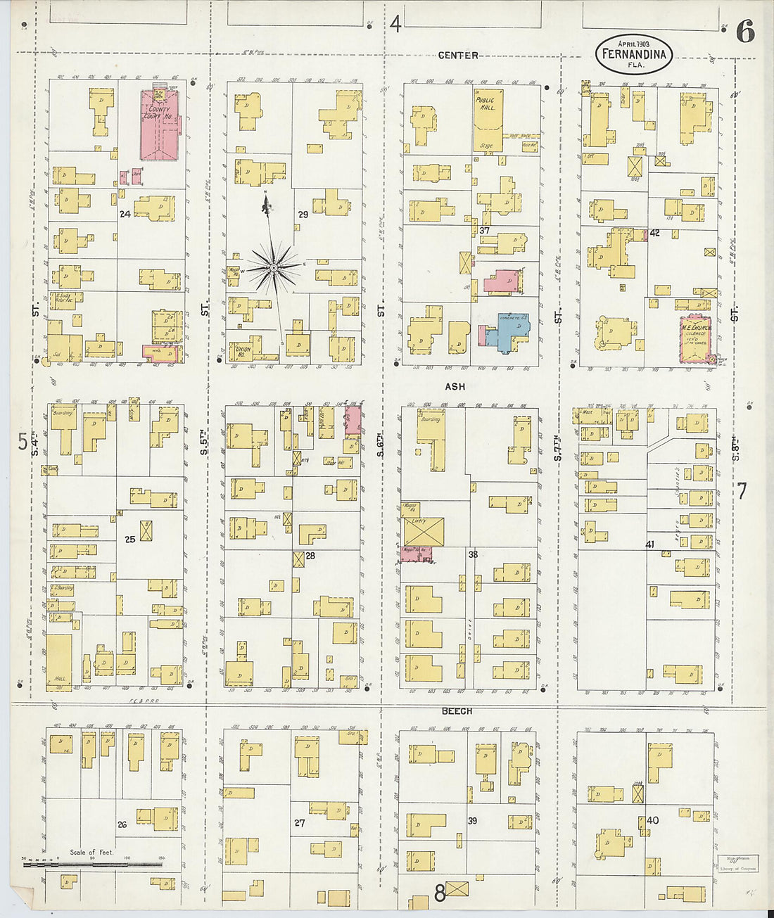 This old map of Fernandina, Nassau County, Florida was created by Sanborn Map Company in 1903