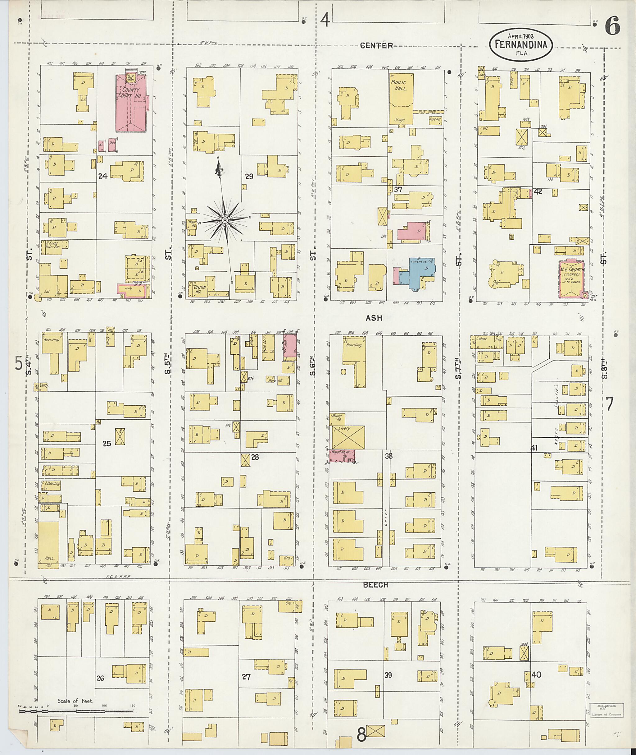 This old map of Fernandina, Nassau County, Florida was created by Sanborn Map Company in 1903