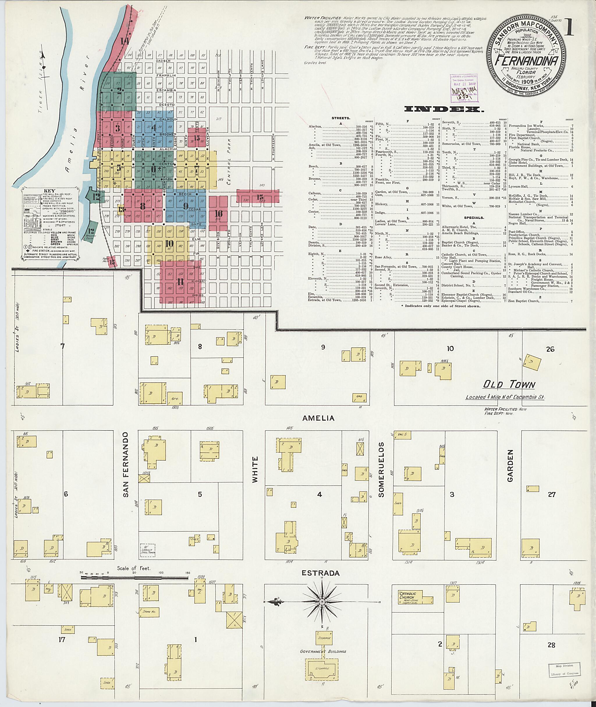 This old map of Fernandina, Nassau County, Florida was created by Sanborn Map Company in 1909