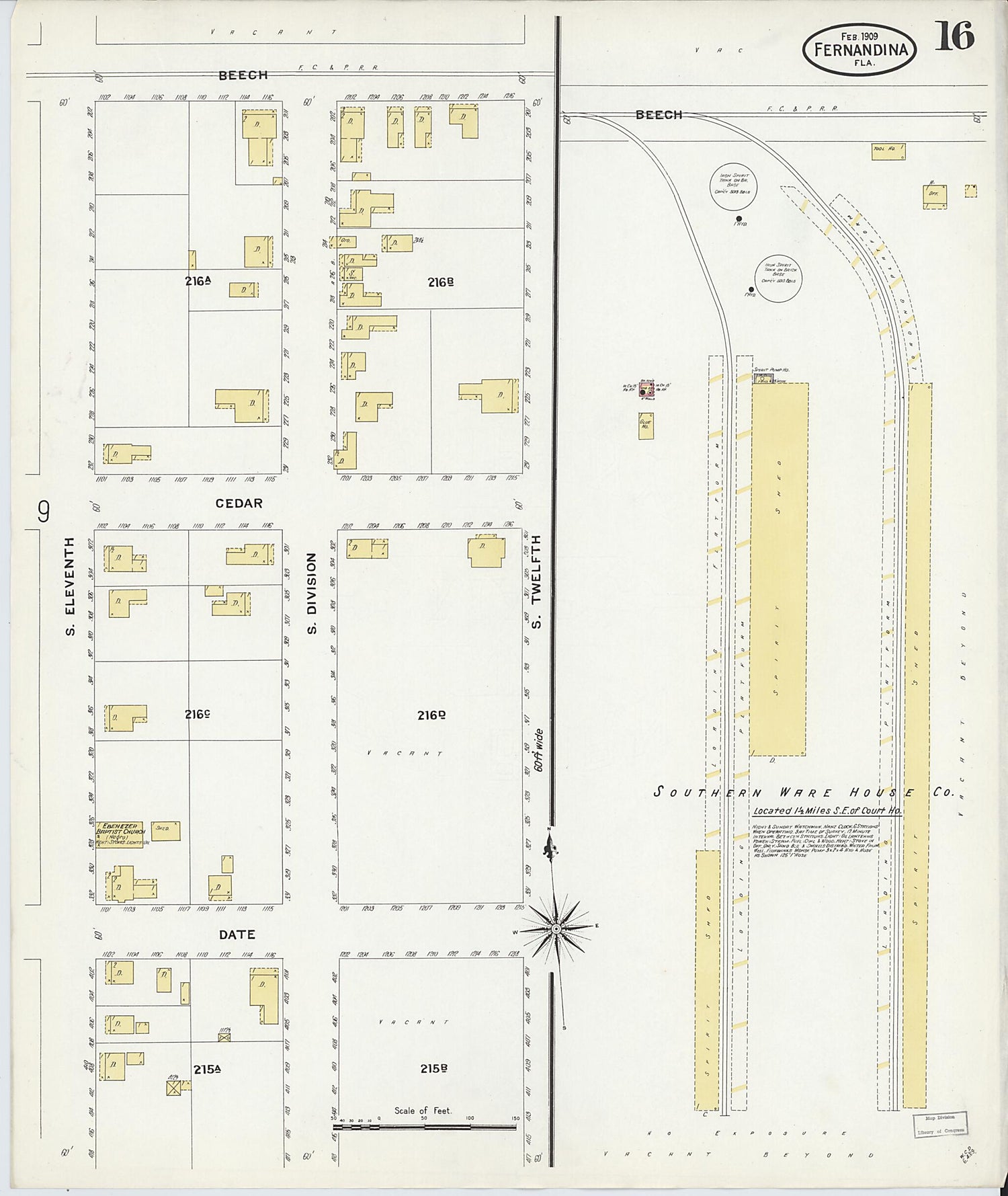 This old map of Fernandina, Nassau County, Florida was created by Sanborn Map Company in 1909