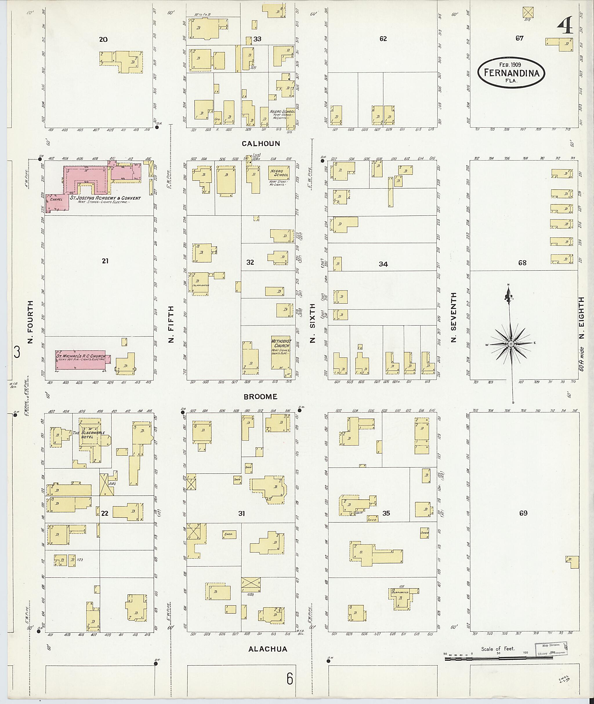 This old map of Fernandina, Nassau County, Florida was created by Sanborn Map Company in 1909