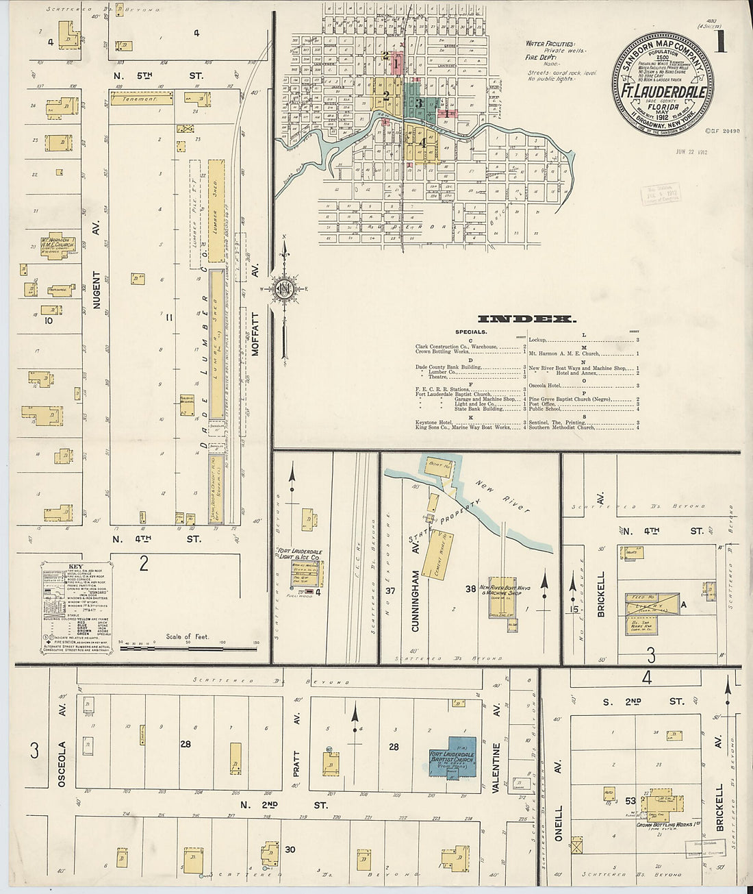 This old map of Fort Lauderdale, Broward County, Florida was created by Sanborn Map Company in 1912