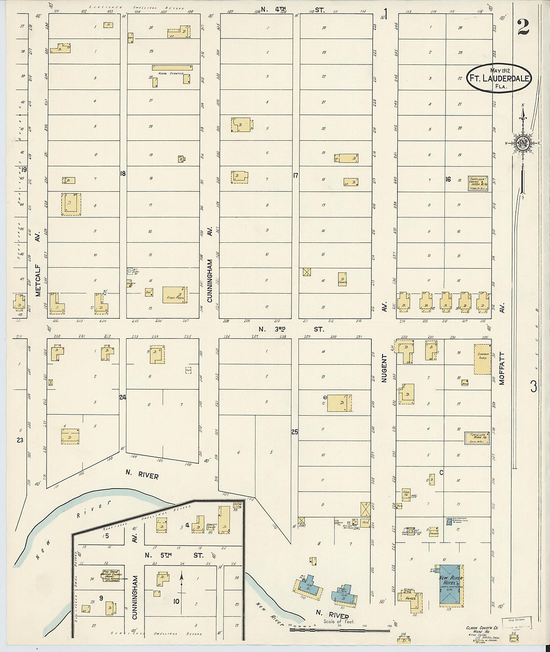 This old map of Fort Lauderdale, Broward County, Florida was created by Sanborn Map Company in 1912