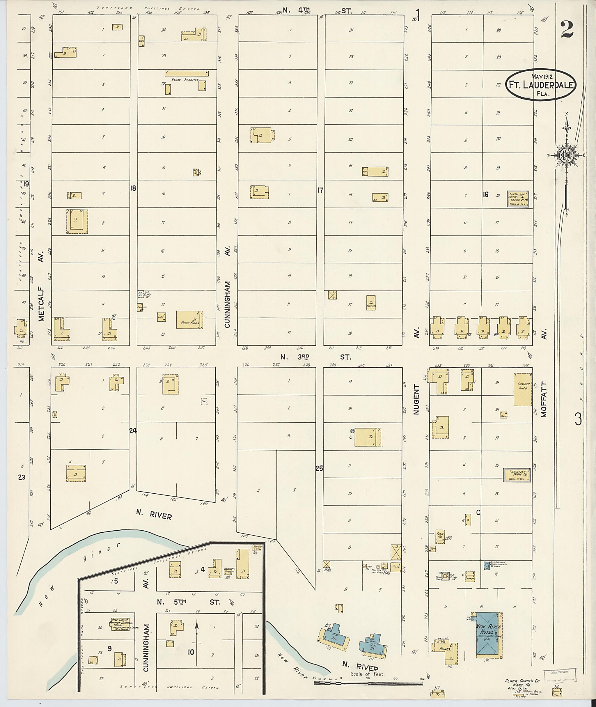 This old map of Fort Lauderdale, Broward County, Florida was created by Sanborn Map Company in 1912