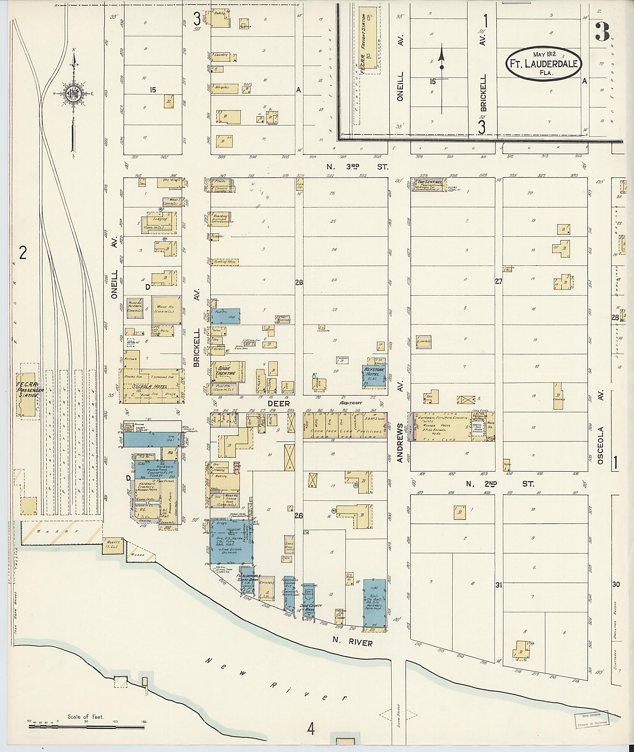 This old map of Fort Lauderdale, Broward County, Florida was created by Sanborn Map Company in 1912