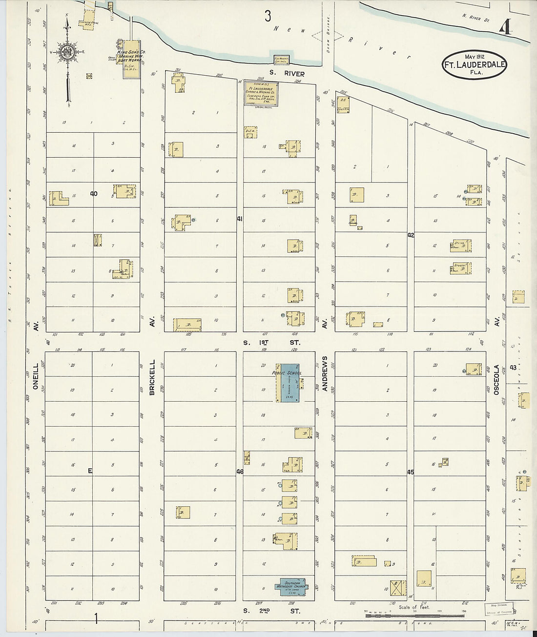 This old map of Fort Lauderdale, Broward County, Florida was created by Sanborn Map Company in 1912