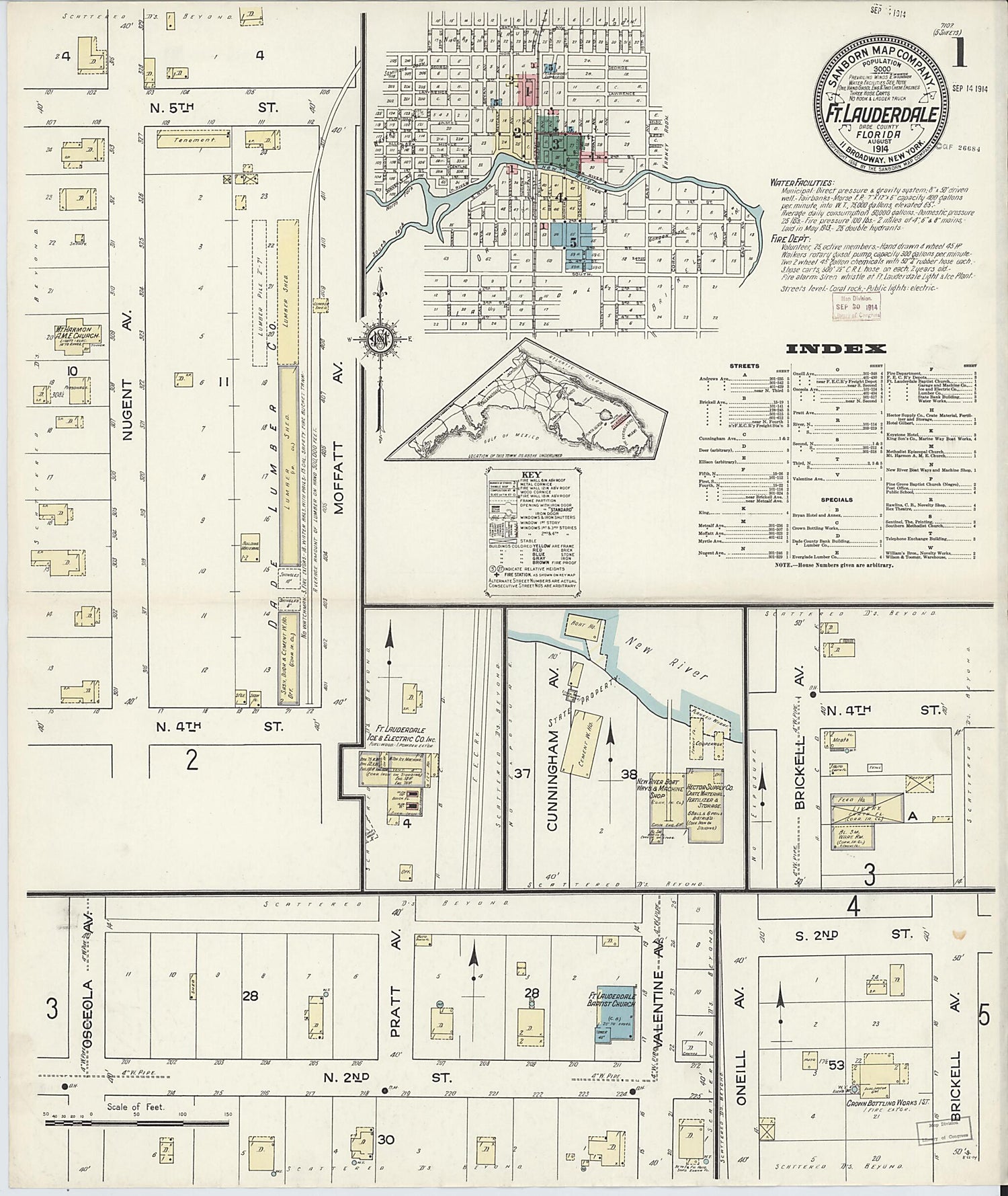 This old map of Fort Lauderdale, Broward County, Florida was created by Sanborn Map Company in 1914