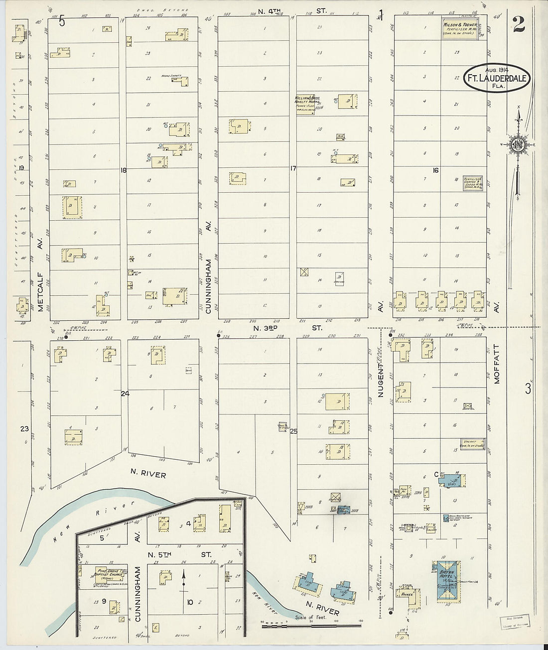 This old map of Fort Lauderdale, Broward County, Florida was created by Sanborn Map Company in 1914