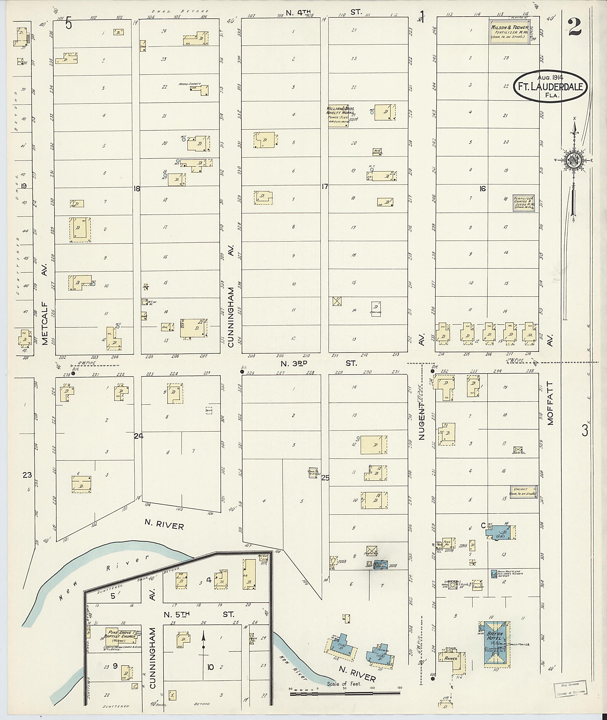 This old map of Fort Lauderdale, Broward County, Florida was created by Sanborn Map Company in 1914