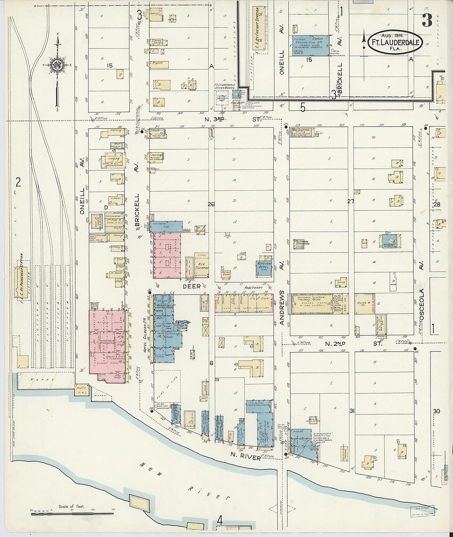 This old map of Fort Lauderdale, Broward County, Florida was created by Sanborn Map Company in 1914