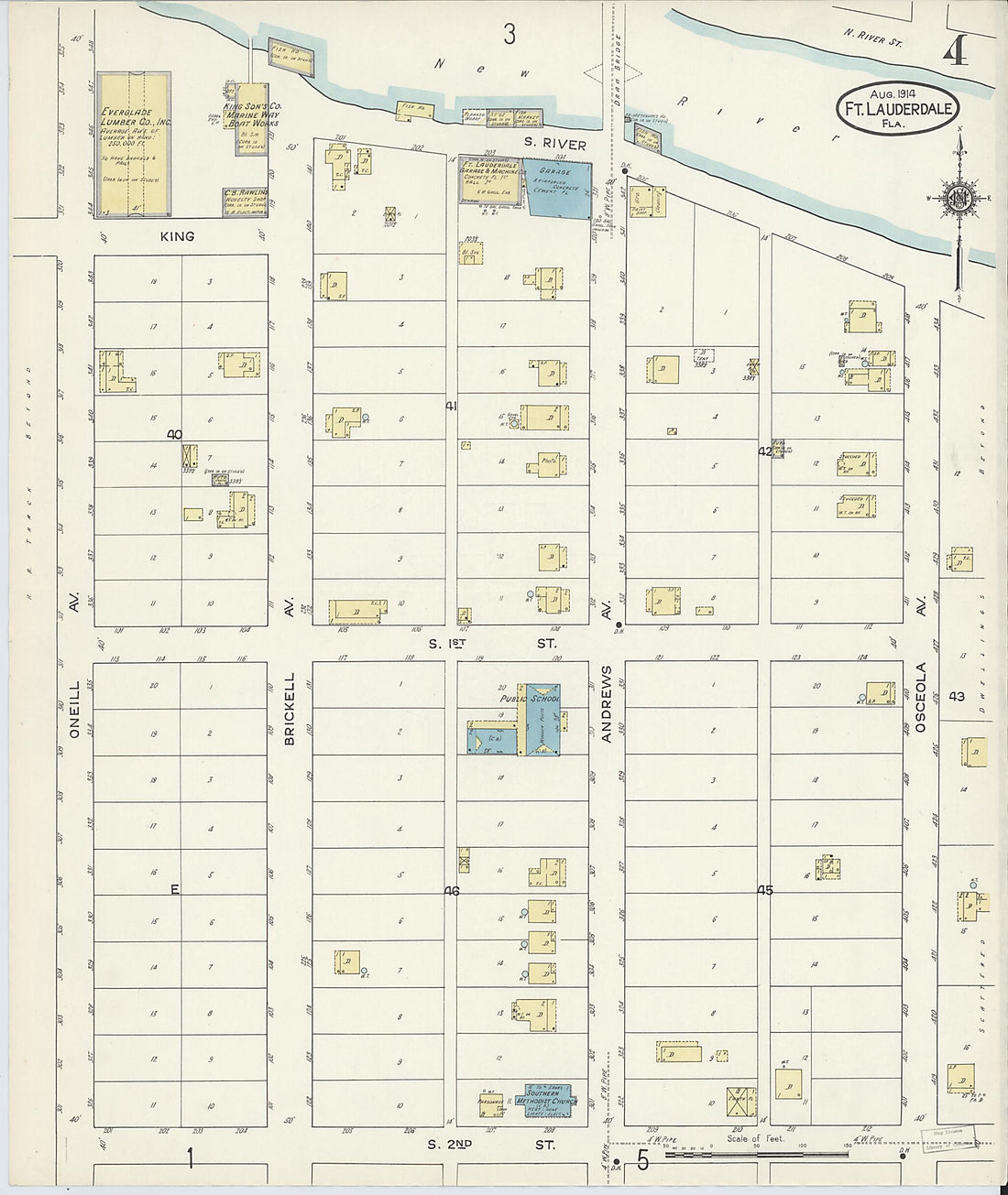 This old map of Fort Lauderdale, Broward County, Florida was created by Sanborn Map Company in 1914