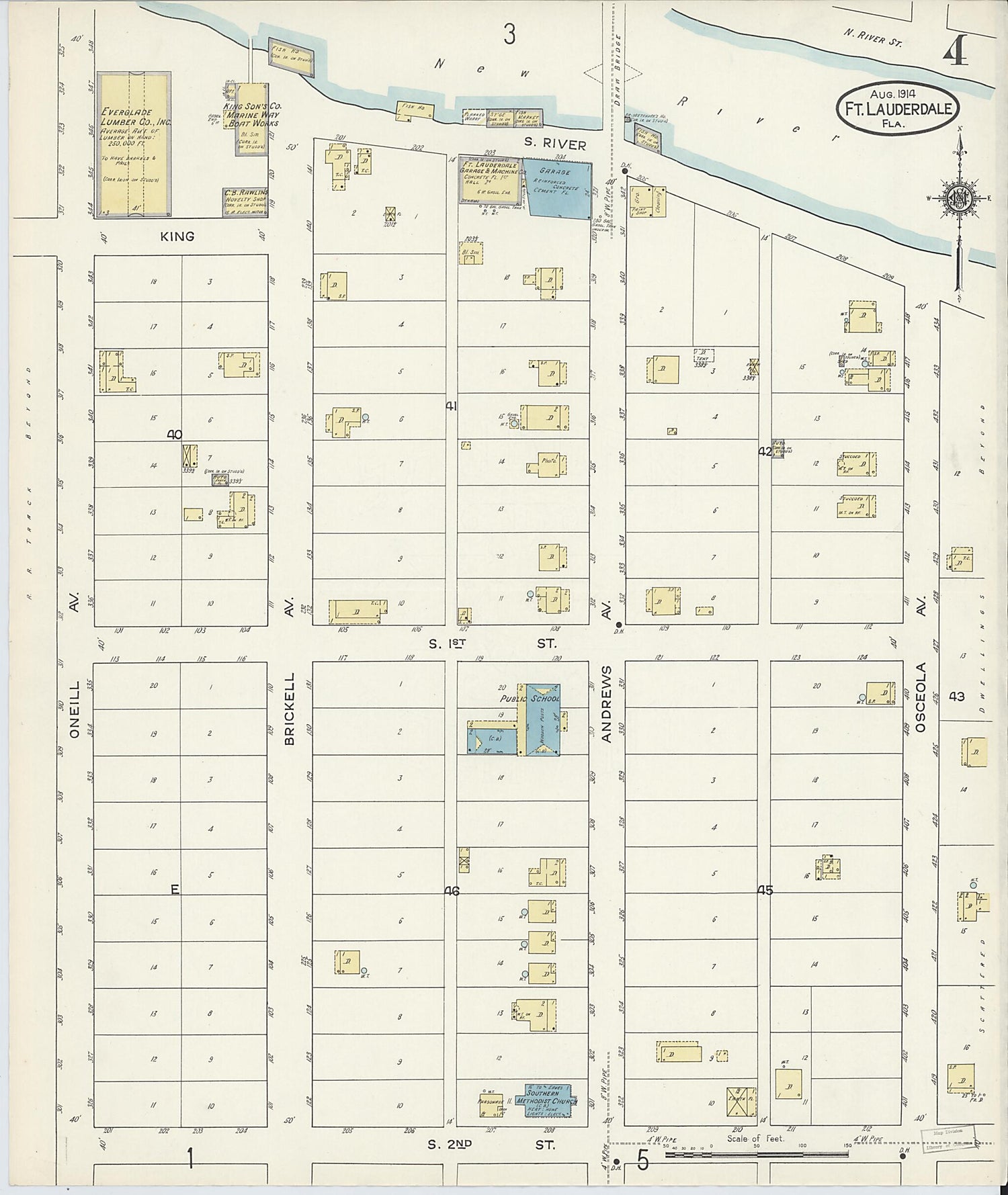 This old map of Fort Lauderdale, Broward County, Florida was created by Sanborn Map Company in 1914