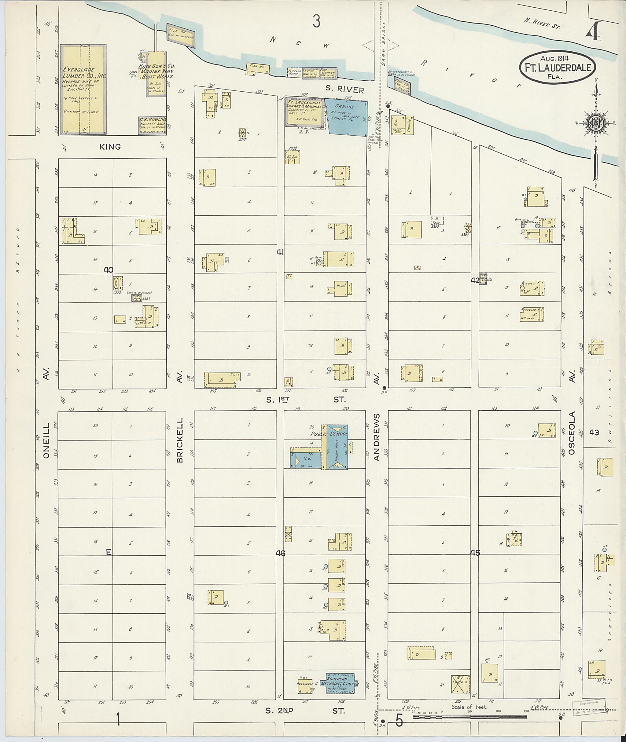 This old map of Fort Lauderdale, Broward County, Florida was created by Sanborn Map Company in 1914