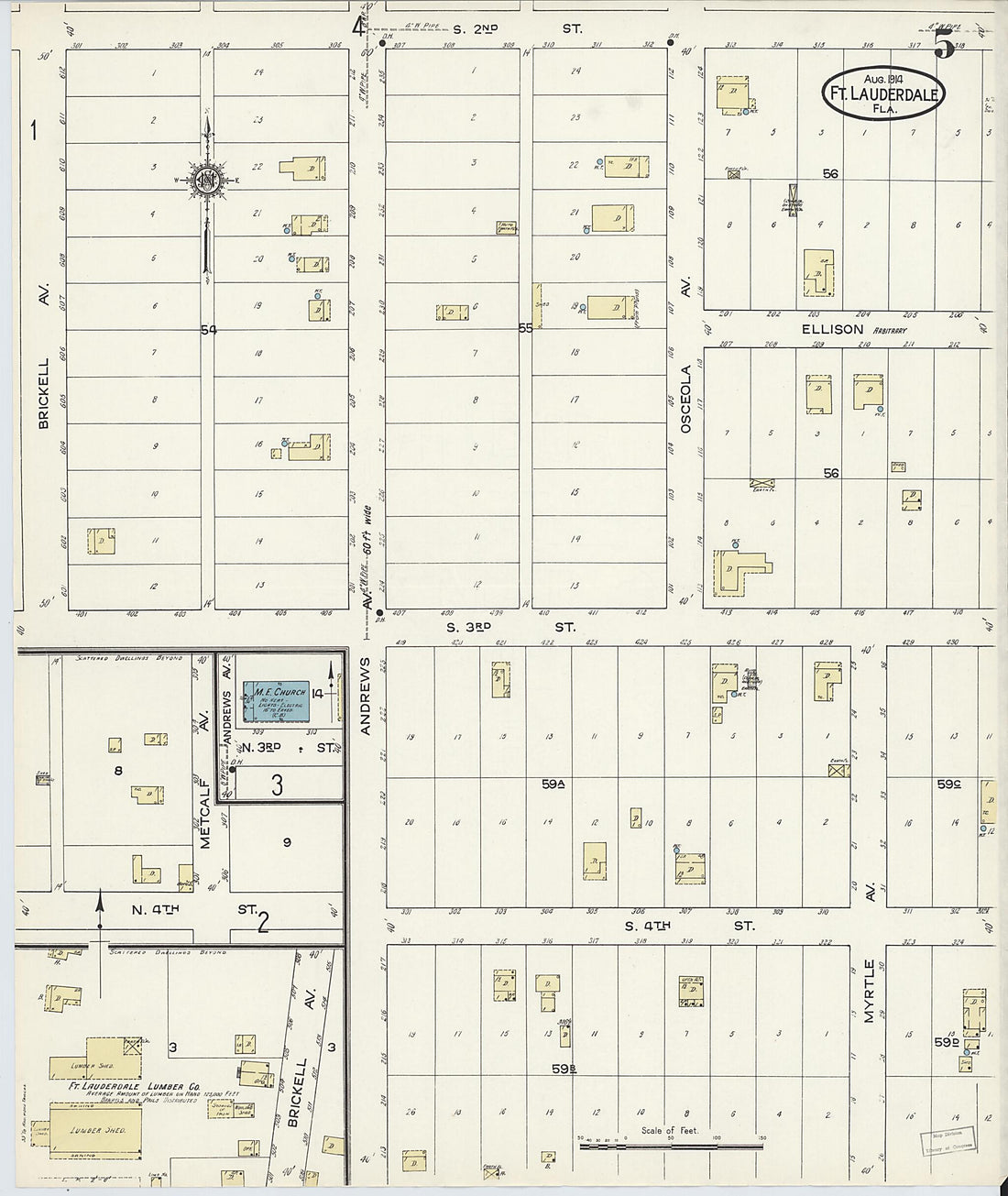 This old map of Fort Lauderdale, Broward County, Florida was created by Sanborn Map Company in 1914