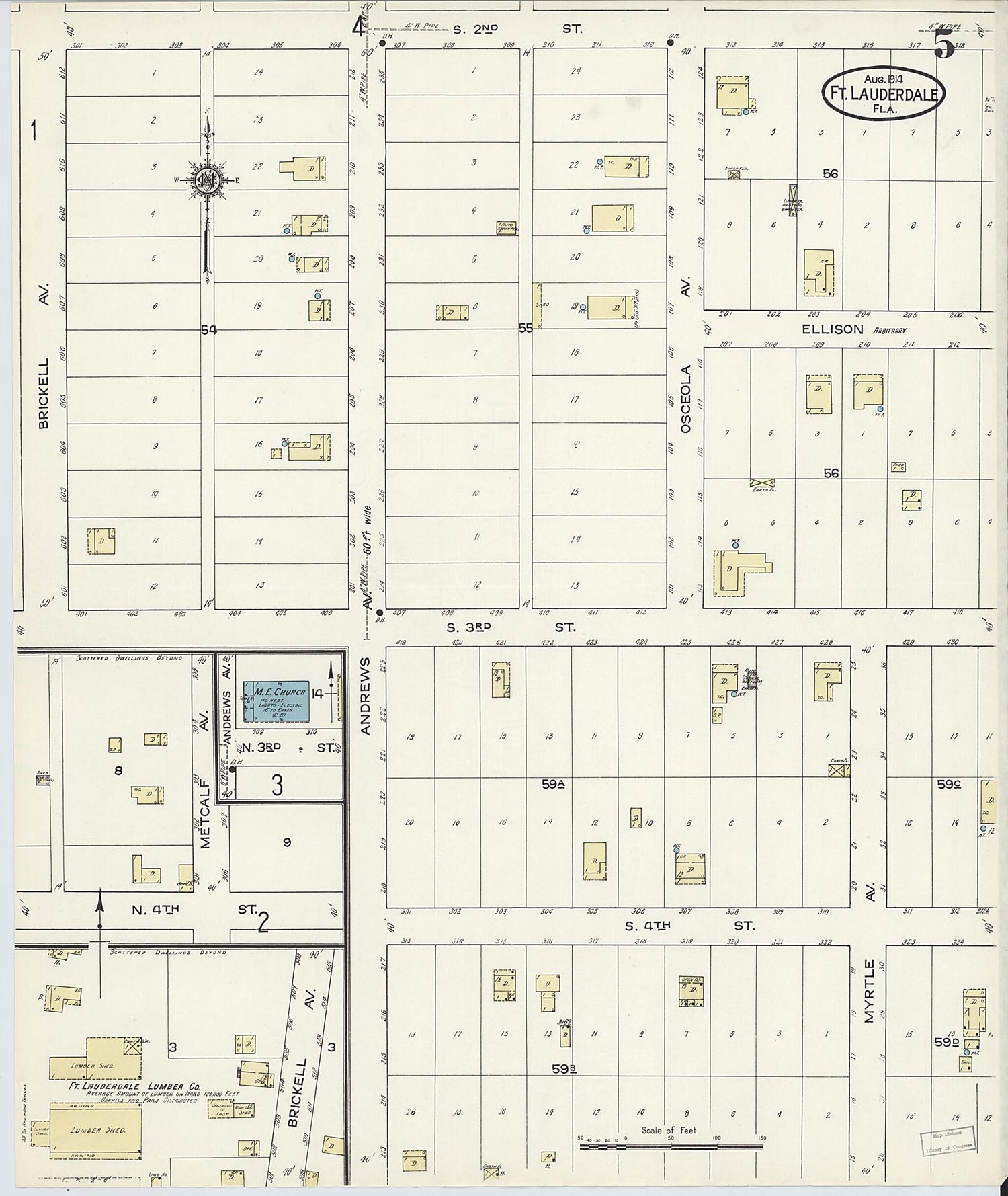 This old map of Fort Lauderdale, Broward County, Florida was created by Sanborn Map Company in 1914