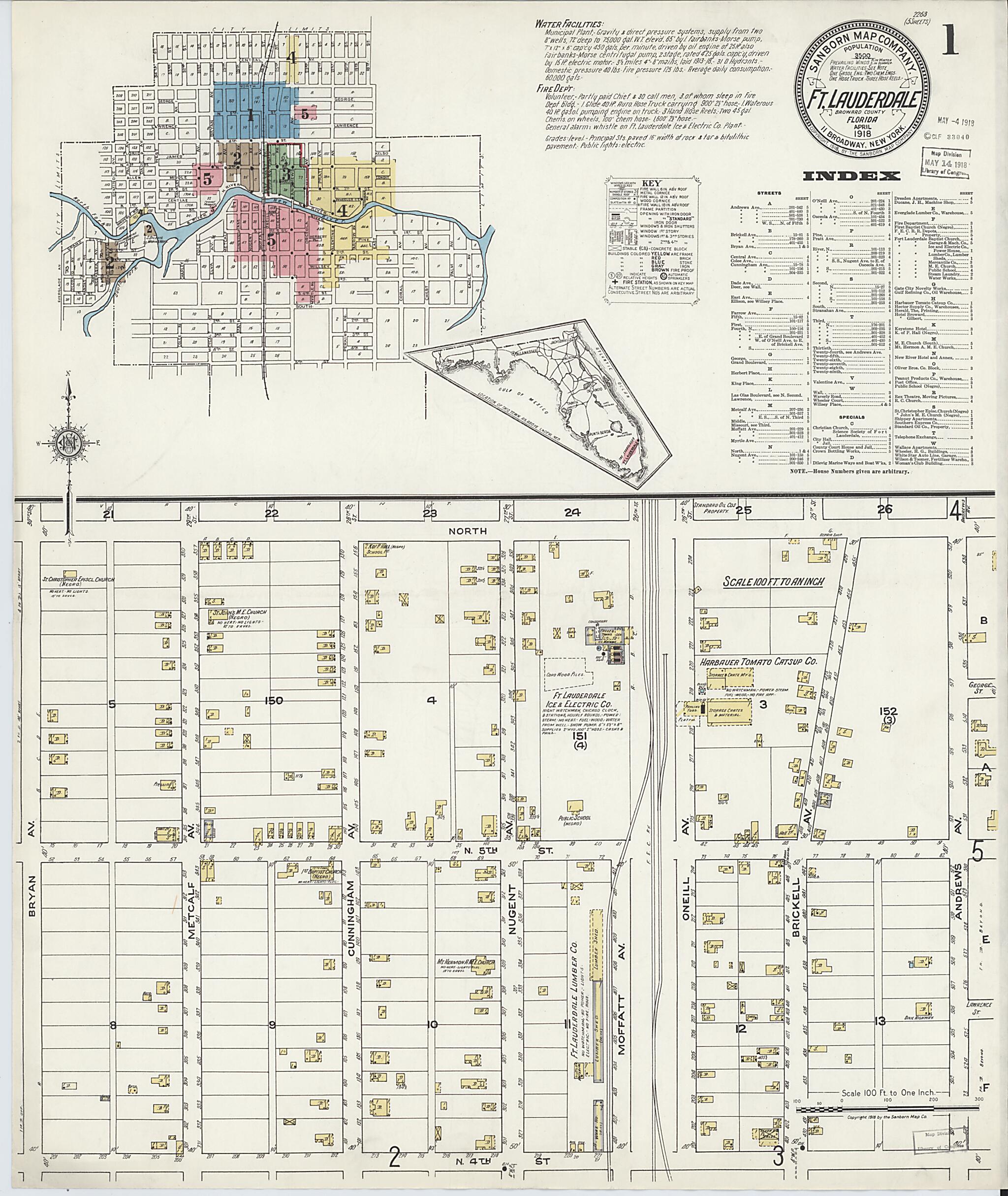 This old map of Fort Lauderdale, Broward County, Florida was created by Sanborn Map Company in 1918