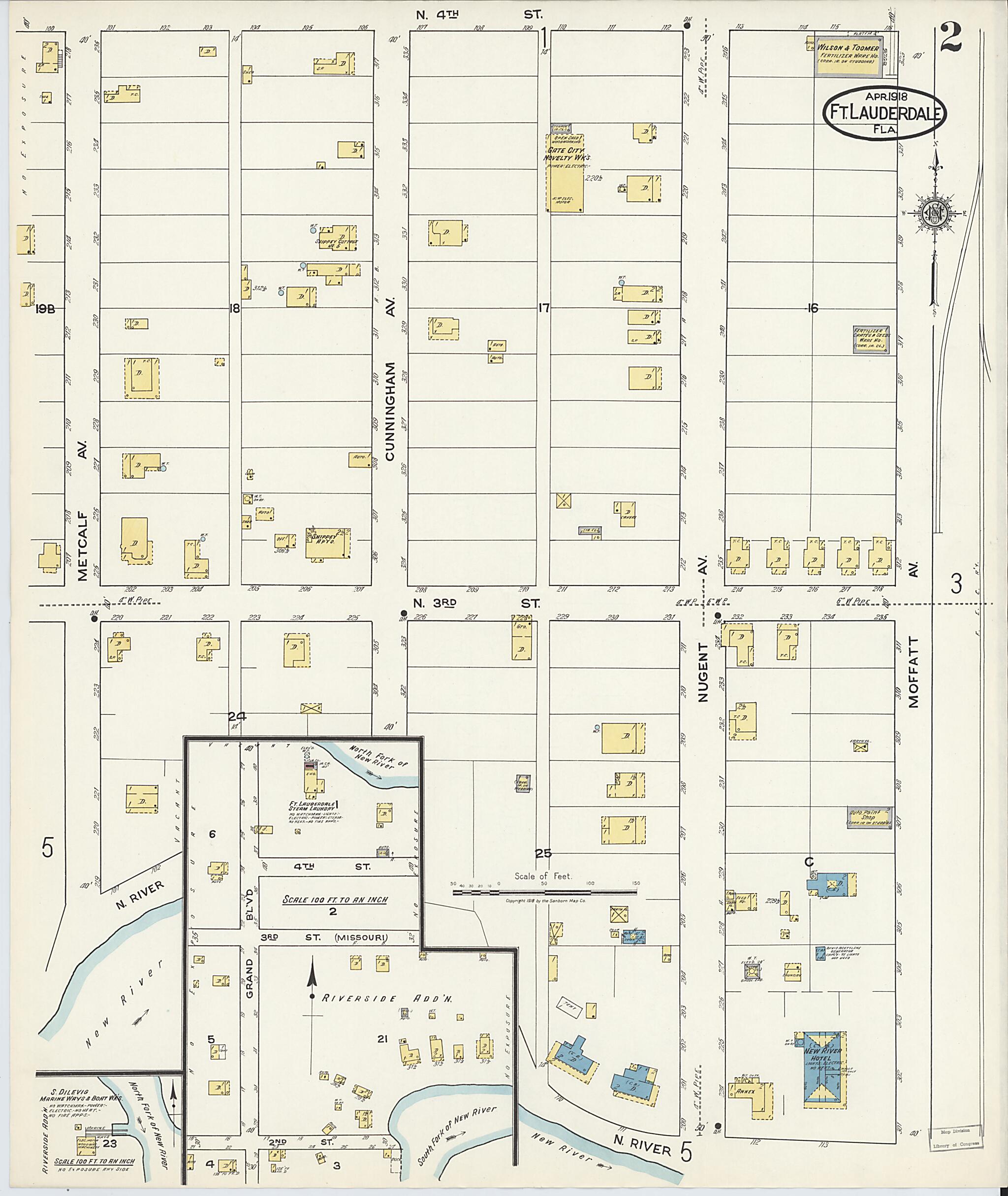 This old map of Fort Lauderdale, Broward County, Florida was created by Sanborn Map Company in 1918