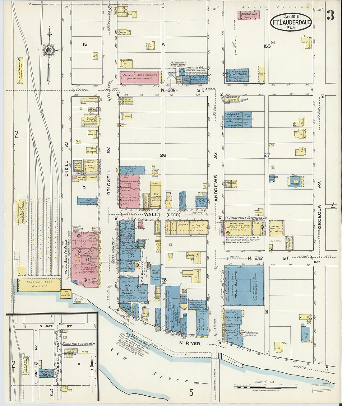 This old map of Fort Lauderdale, Broward County, Florida was created by Sanborn Map Company in 1918