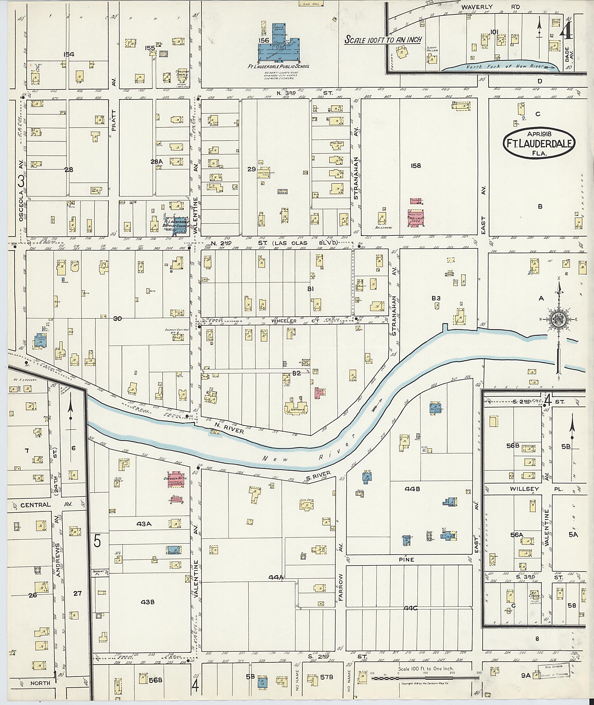 This old map of Fort Lauderdale, Broward County, Florida was created by Sanborn Map Company in 1918