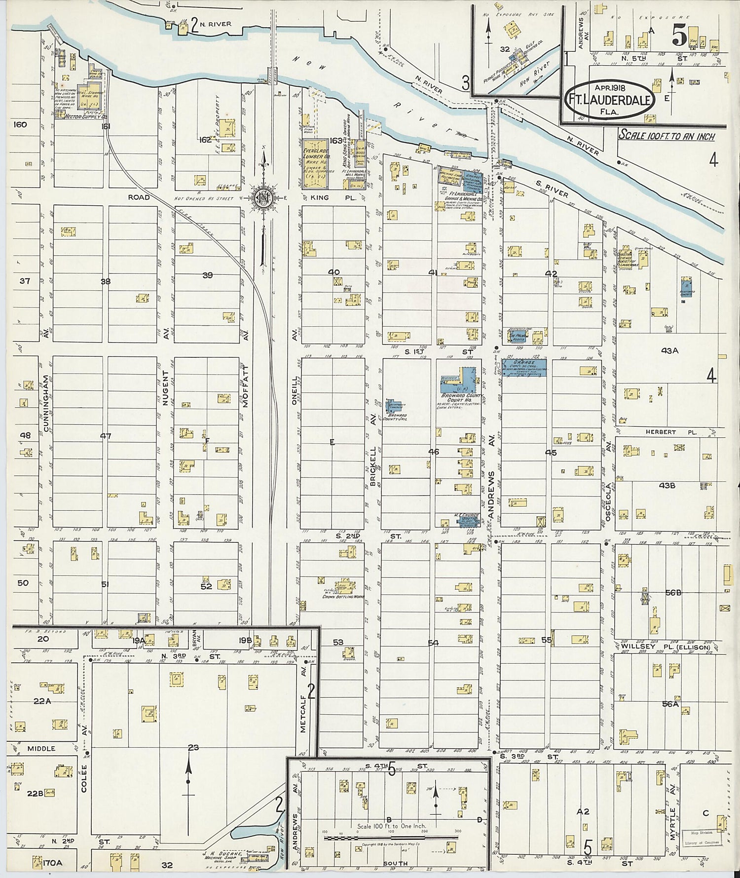 This old map of Fort Lauderdale, Broward County, Florida was created by Sanborn Map Company in 1918