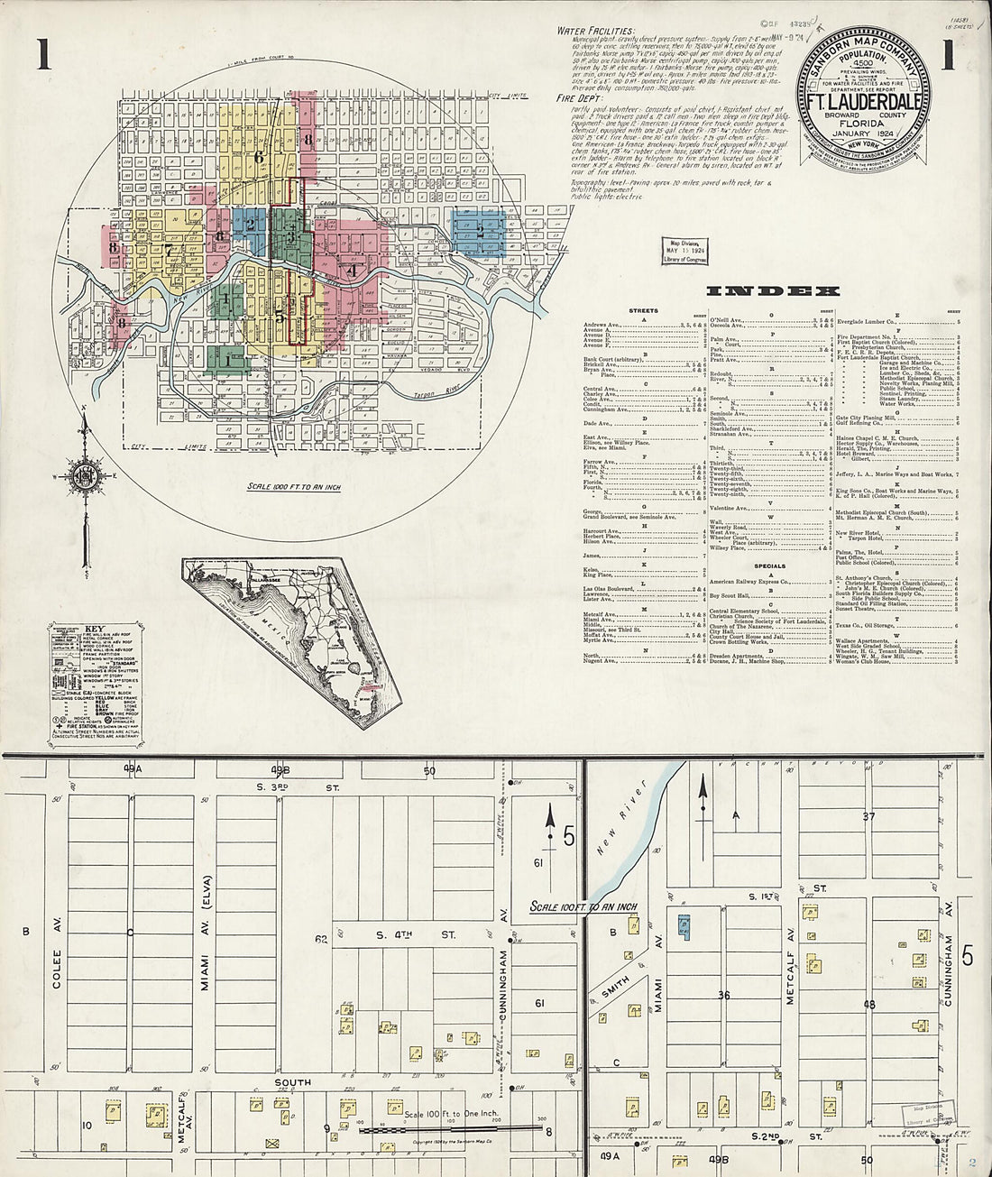 This old map of Fort Lauderdale, Broward County, Florida was created by Sanborn Map Company in 1924