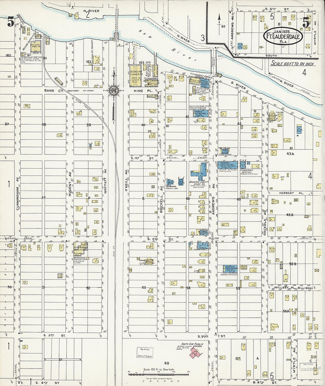 This old map of Fort Lauderdale, Broward County, Florida was created by Sanborn Map Company in 1924