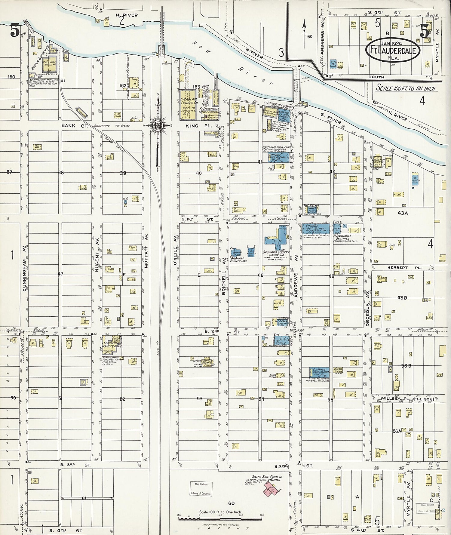 This old map of Fort Lauderdale, Broward County, Florida was created by Sanborn Map Company in 1924