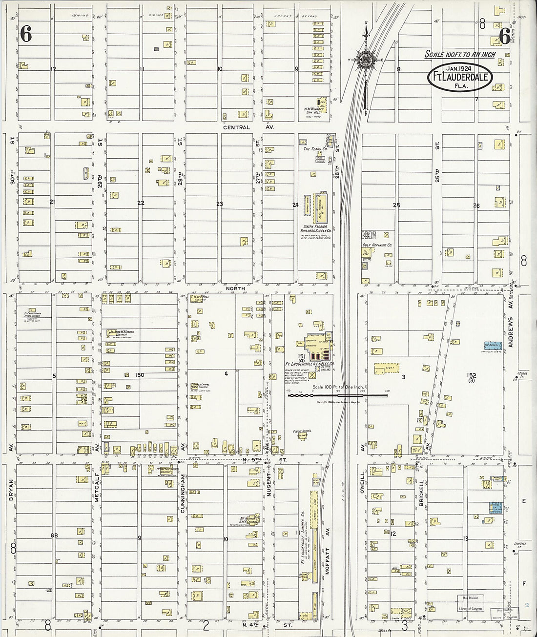 This old map of Fort Lauderdale, Broward County, Florida was created by Sanborn Map Company in 1924