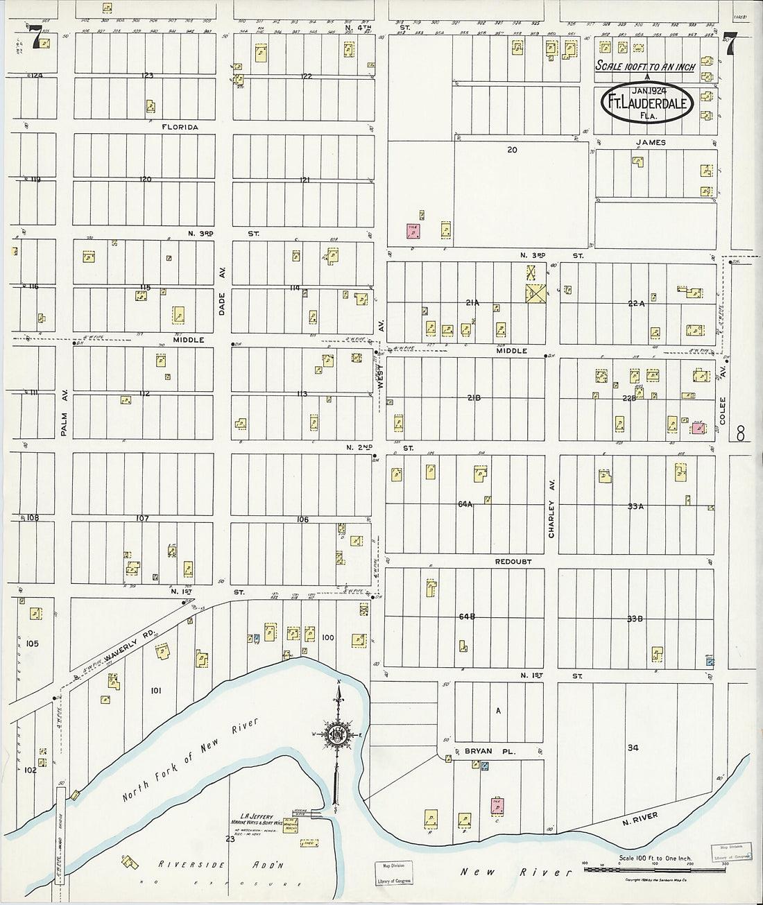 This old map of Fort Lauderdale, Broward County, Florida was created by Sanborn Map Company in 1924