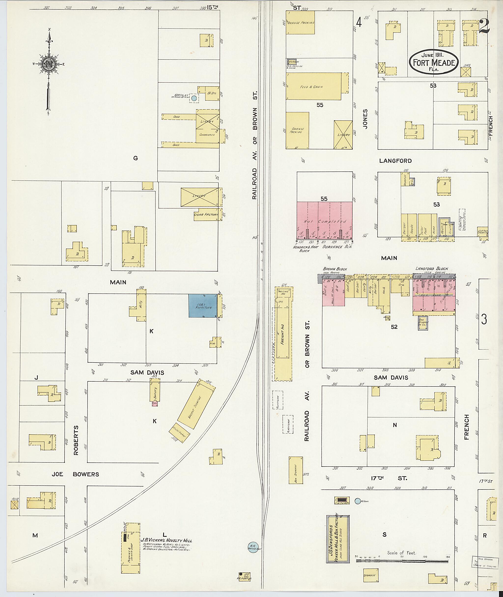 This old map of Fort Meade, Polk County, Florida was created by Sanborn Map Company in 1911