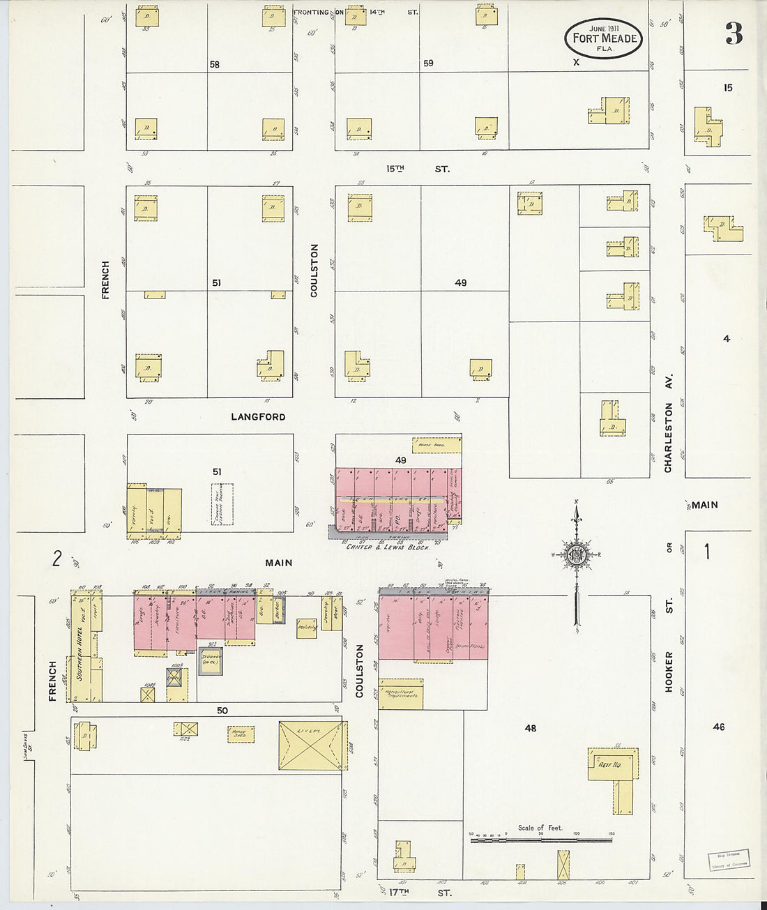 This old map of Fort Meade, Polk County, Florida was created by Sanborn Map Company in 1911