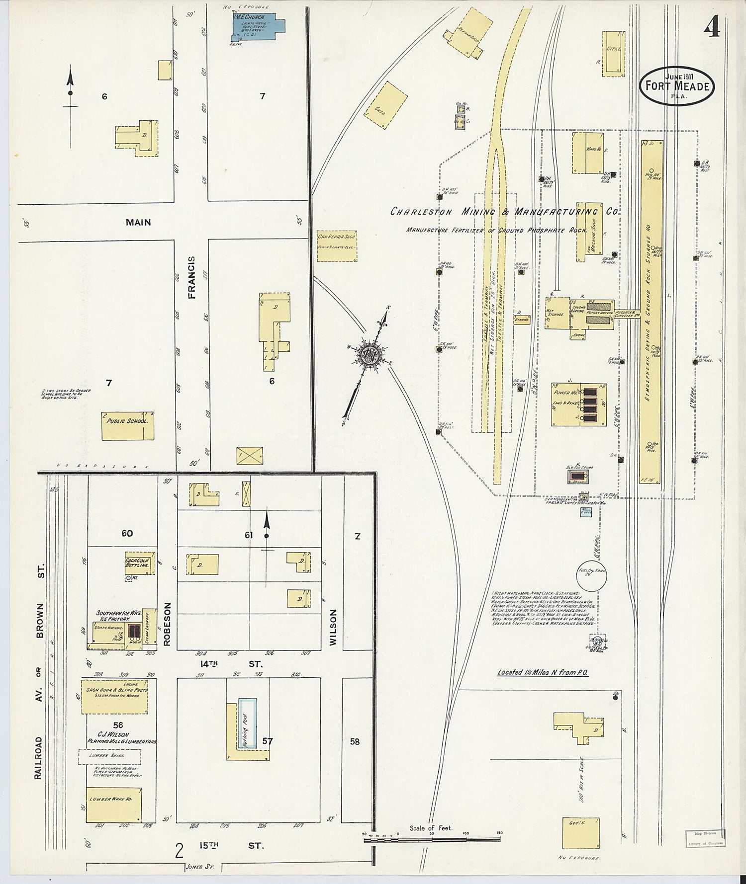 This old map of Fort Meade, Polk County, Florida was created by Sanborn Map Company in 1911