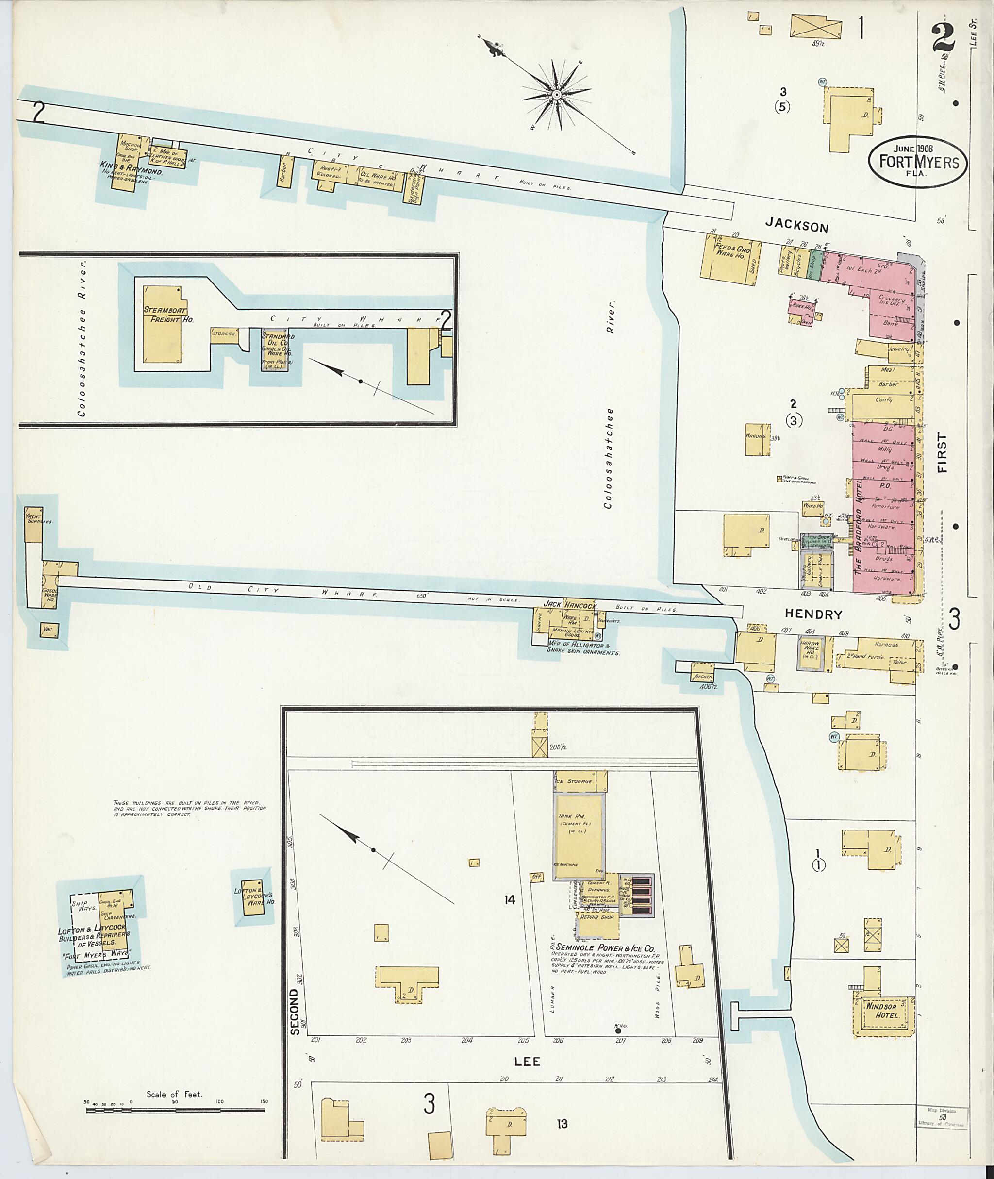 This old map of Fort Myers, Lee County, Florida was created by Sanborn Map Company in 1908